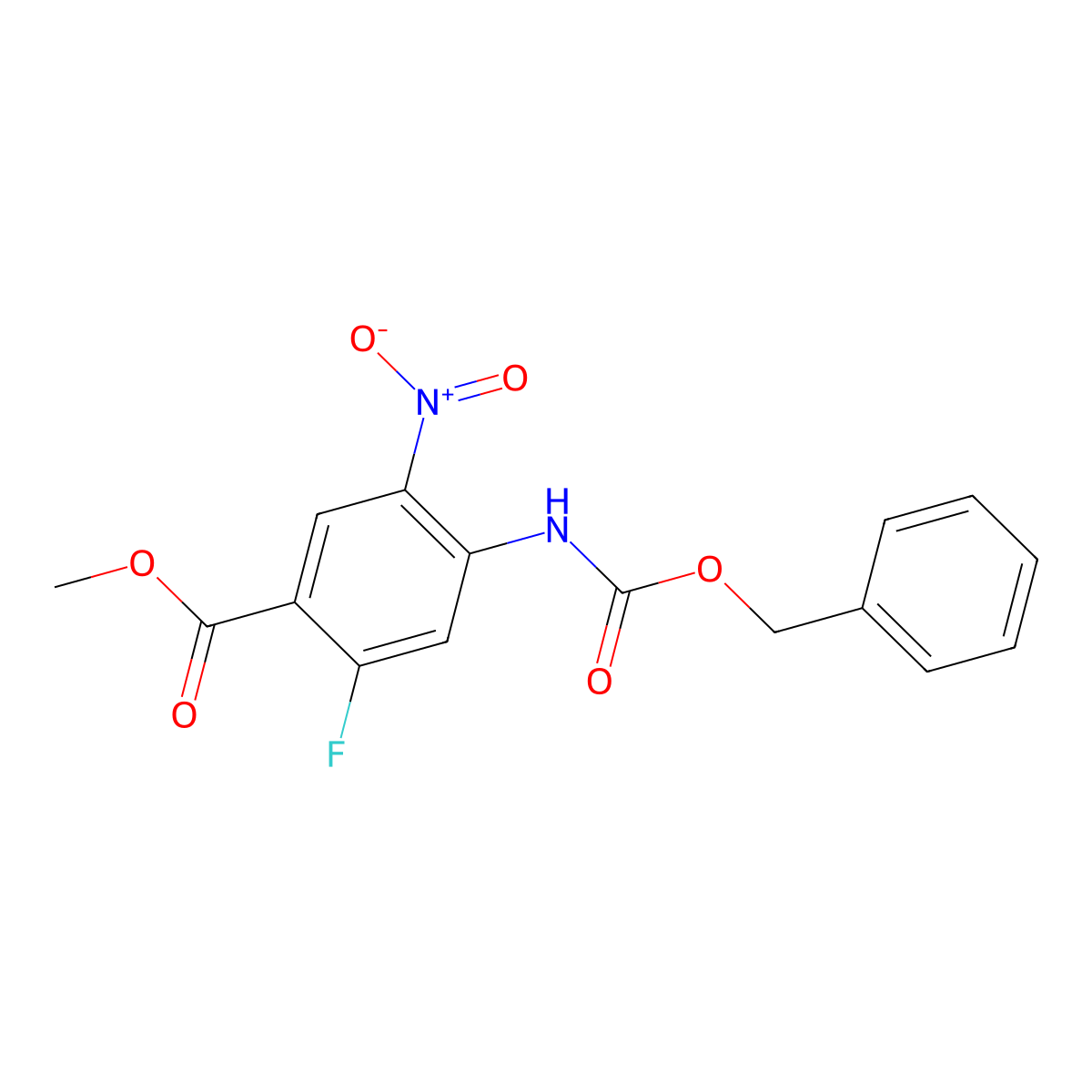 Methyl 4-{[(benzyloxy)carbonyl]amino}-2-fluoro-5-nitrobenzoate molecular structure, CAS 2680706-28-7