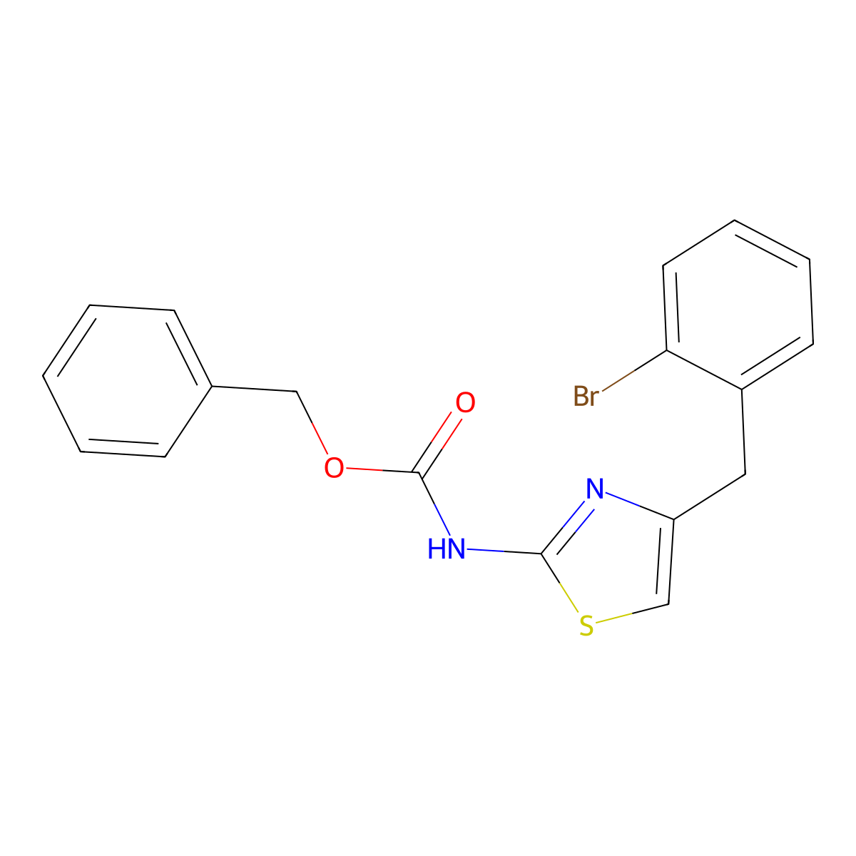 benzyl N-{4-[(2-bromophenyl)methyl]-1,3-thiazol-2-yl}carbamate molecular structure, CAS 2680706-30-1