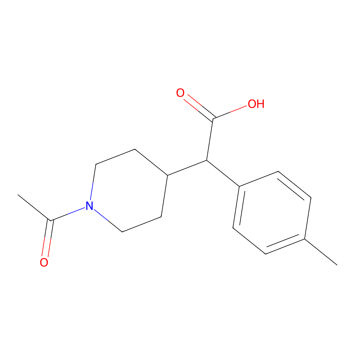 2-(1-Acetylpiperidin-4-yl)-2-(4-methylphenyl)acetic acid molecular structure, CAS 2680706-31-2