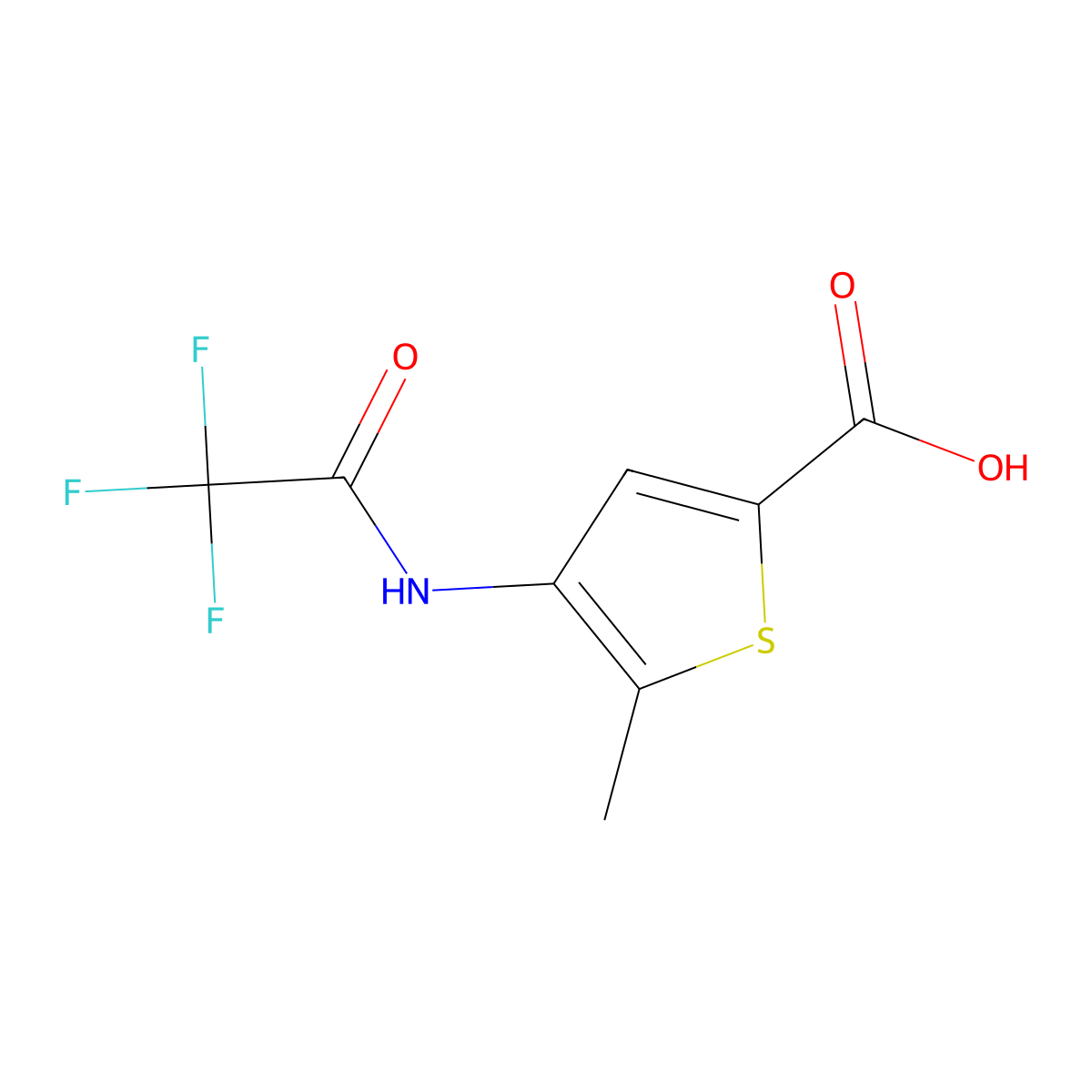 5-Methyl-4-(2,2,2-trifluoroacetamido)thiophene-2-carboxylic acid molecular structure, CAS 2680706-43-6
