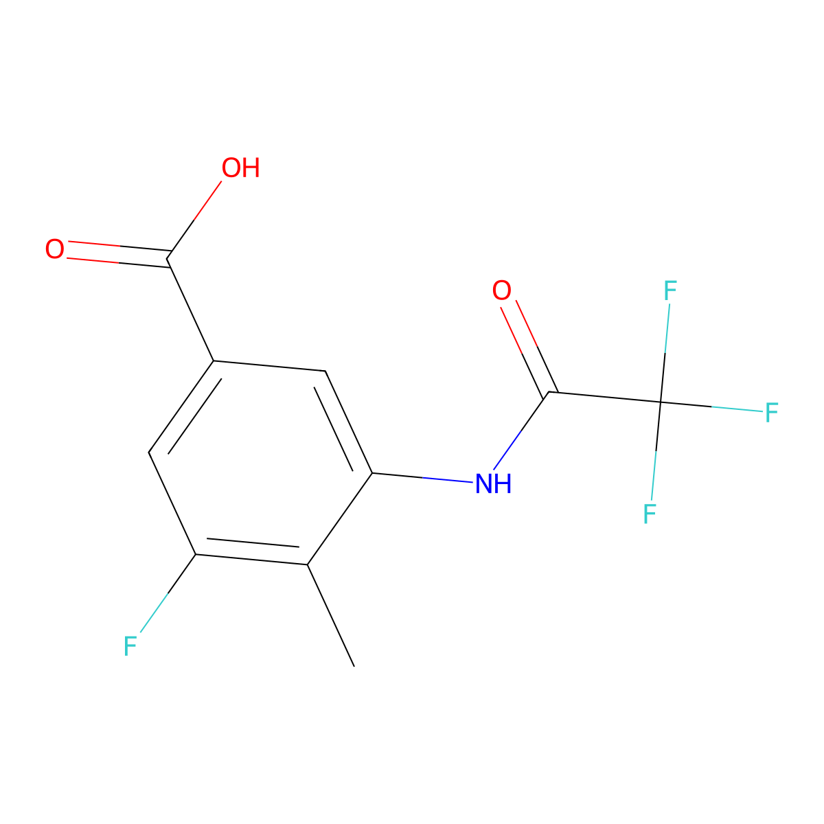 3-Fluoro-4-methyl-5-(2,2,2-trifluoroacetamido)benzoic acid molecular structure, CAS 2680706-45-8