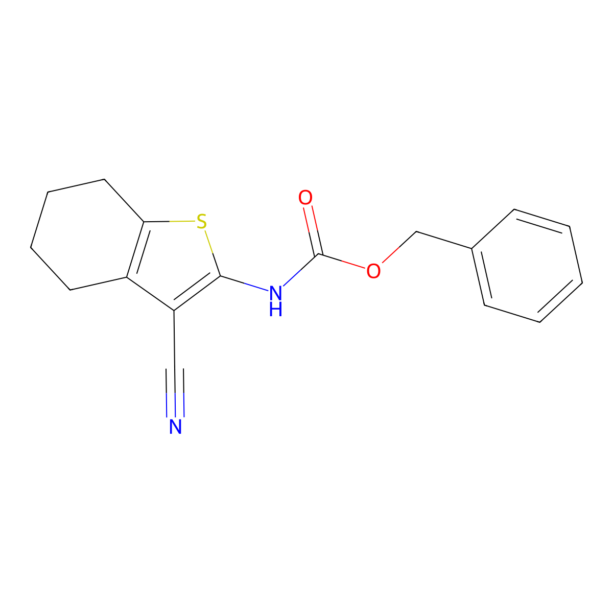 benzyl N-(3-cyano-4,5,6,7-tetrahydro-1-benzothiophen-2-yl)carbamate molecular structure, CAS 2680706-46-9
