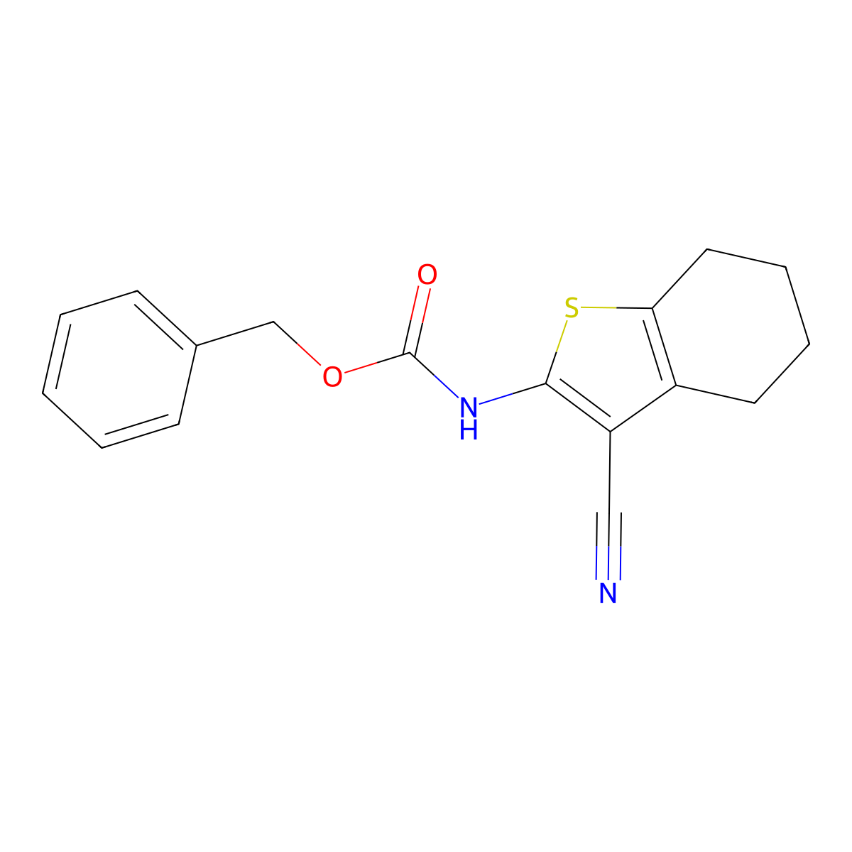 benzyl N-(3-cyano-4,5,6,7-tetrahydro-1-benzothiophen-2-yl)carbamate molecular structure, CAS 2680706-46-9