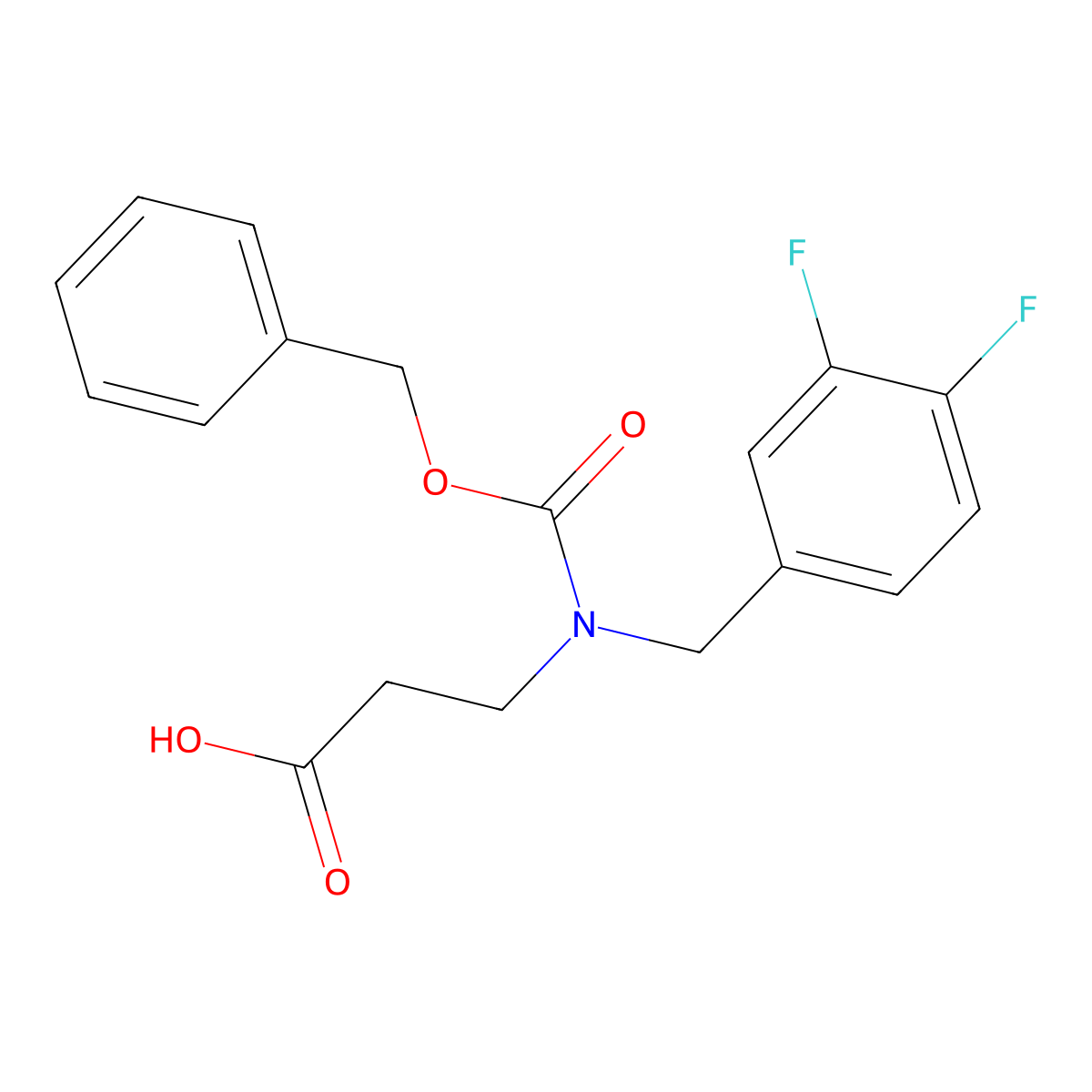 3-{[(Benzyloxy)carbonyl][(3,4-difluorophenyl)methyl]amino}propanoic acid molecular structure, CAS 2680706-57-2