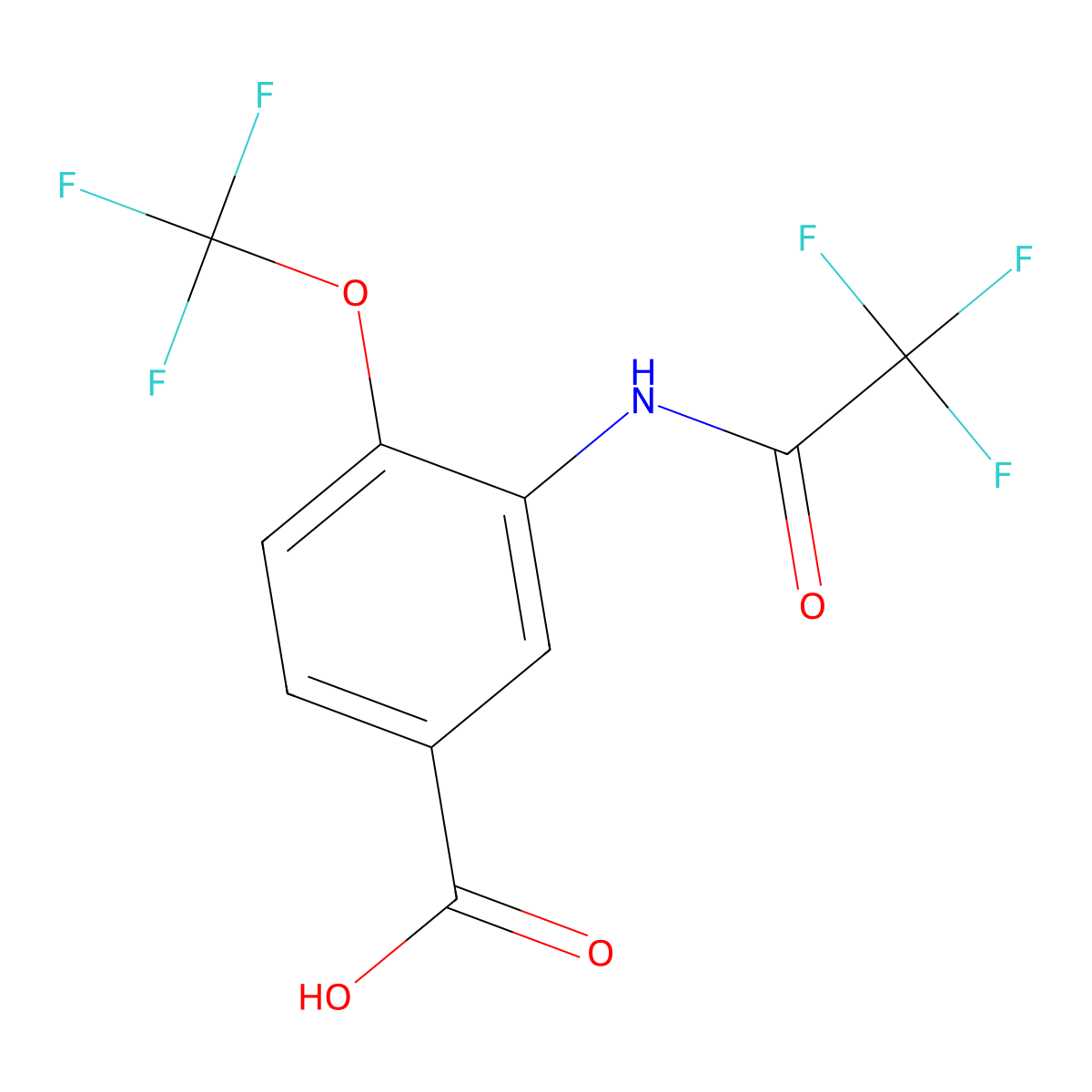 3-(2,2,2-Trifluoroacetamido)-4-(trifluoromethoxy)benzoic acid molecular structure, CAS 2680706-60-7