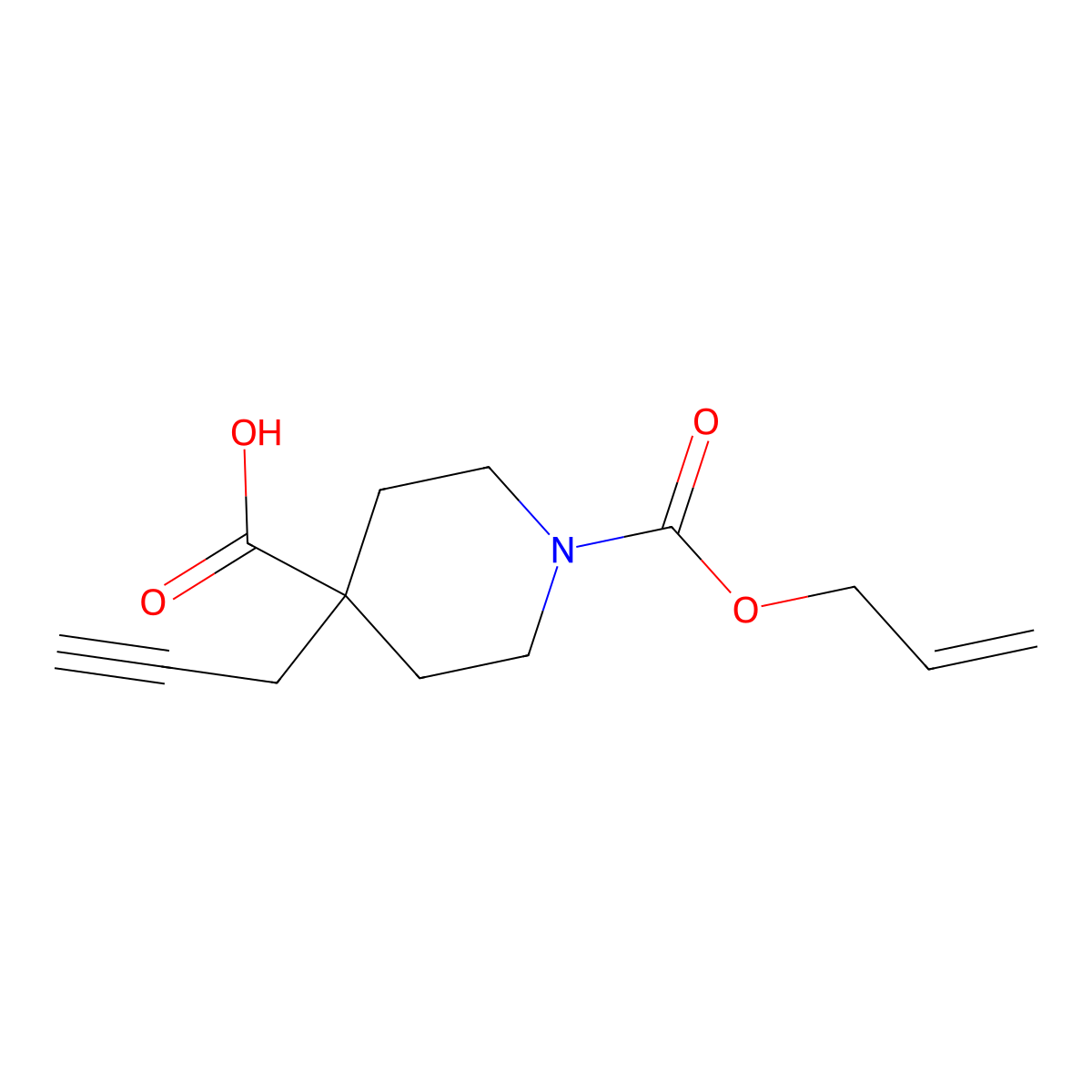 1-[(Prop-2-en-1-yloxy)carbonyl]-4-(prop-2-yn-1-yl)piperidine-4-carboxylic acid molecular structure, CAS 2680706-62-9
