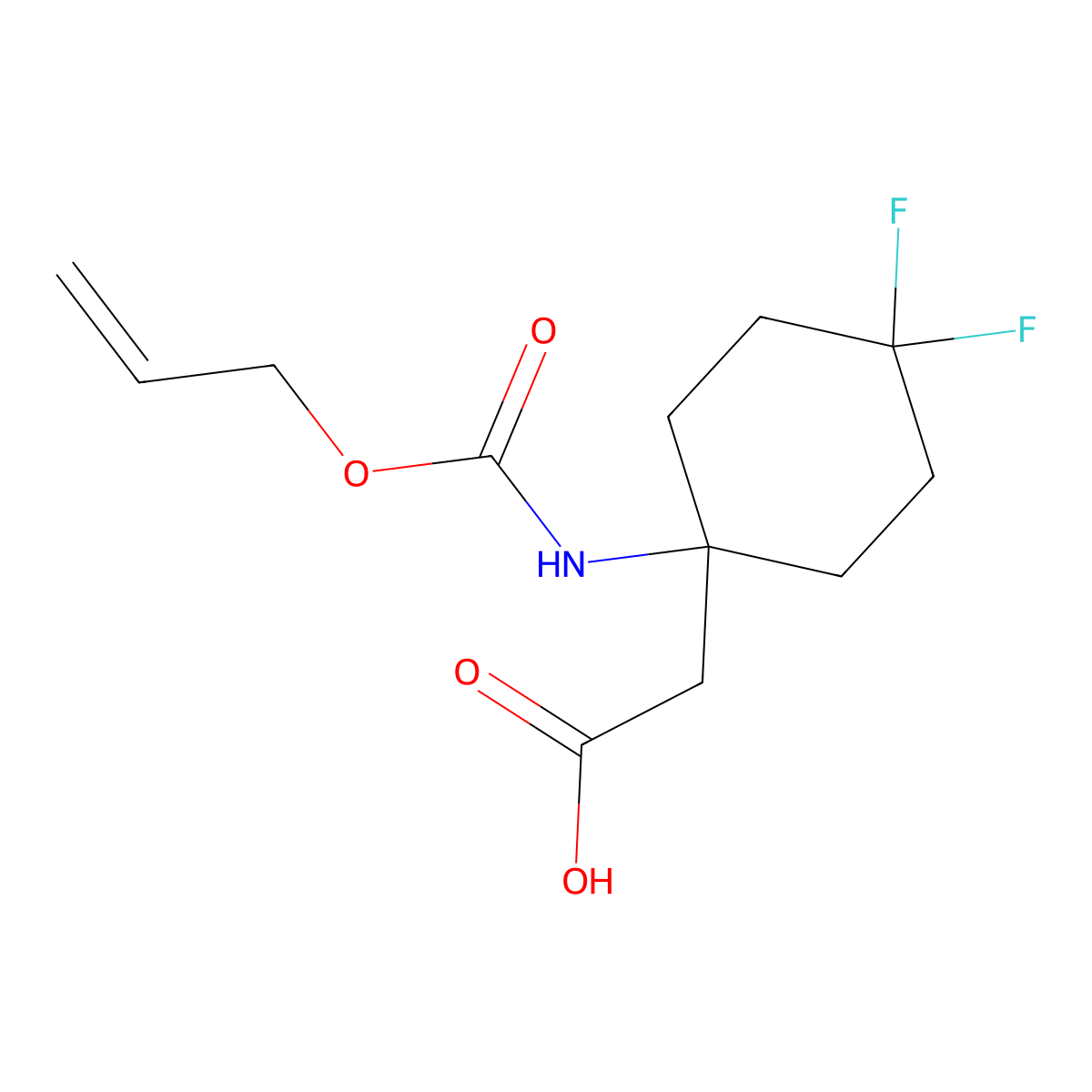2-(4,4-Difluoro-1-{[(prop-2-en-1-yloxy)carbonyl]amino}cyclohexyl)acetic acid molecular structure, CAS 2680706-64-1