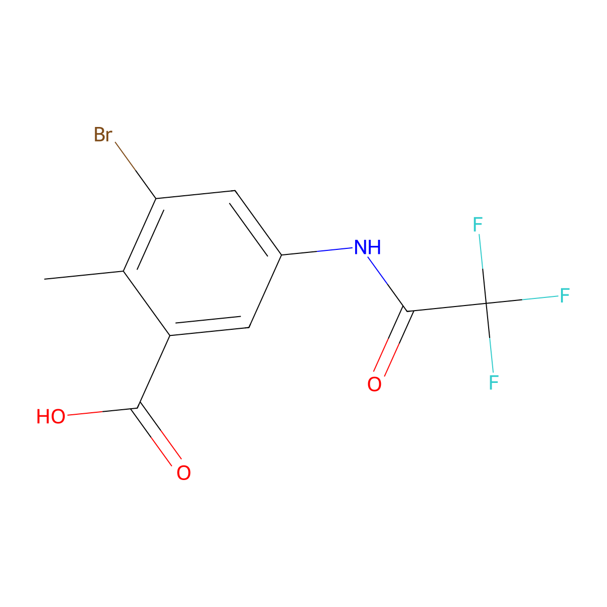 3-Bromo-2-methyl-5-(trifluoroacetamido)benzoic acid molecular structure, CAS 2680706-72-1