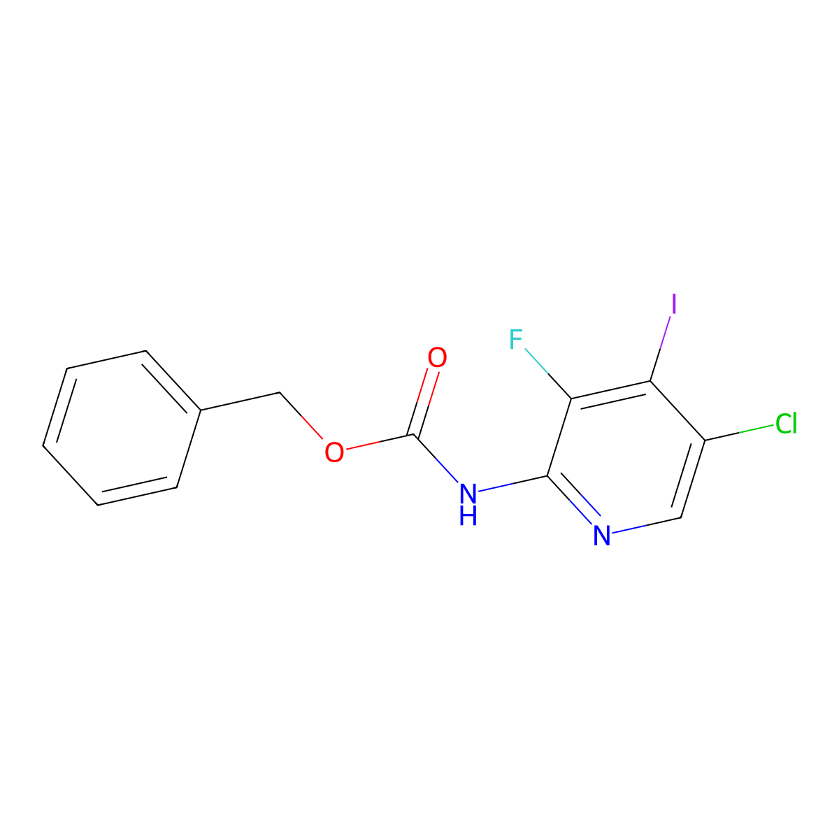 benzyl N-(5-chloro-3-fluoro-4-iodopyridin-2-yl)carbamate molecular structure, CAS 2680706-89-0