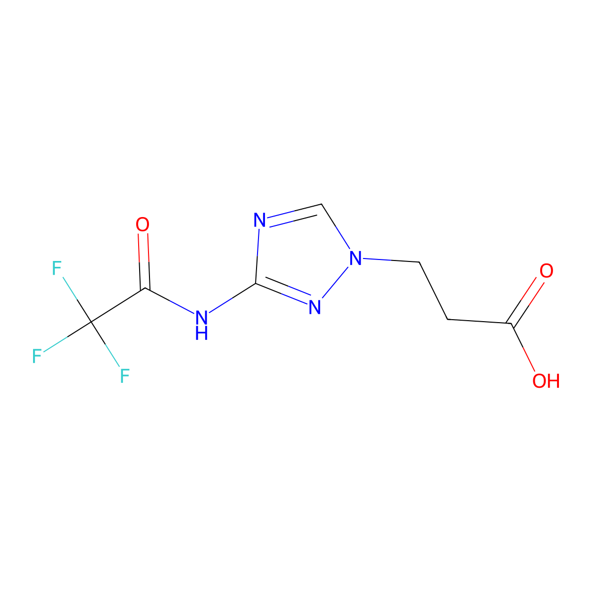 3-[3-(2,2,2-trifluoroacetamido)-1H-1,2,4-triazol-1-yl]propanoic acid molecular structure, CAS 2680706-92-5