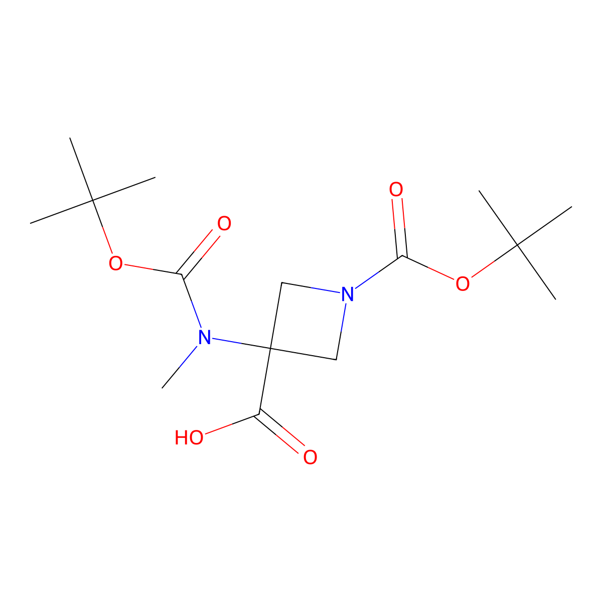 1-[(Tert-butoxy)carbonyl]-3-{[(tert-butoxy)carbonyl](methyl)amino}azetidine-3-carboxylic acid molecular structure, CAS 2680706-96-9
