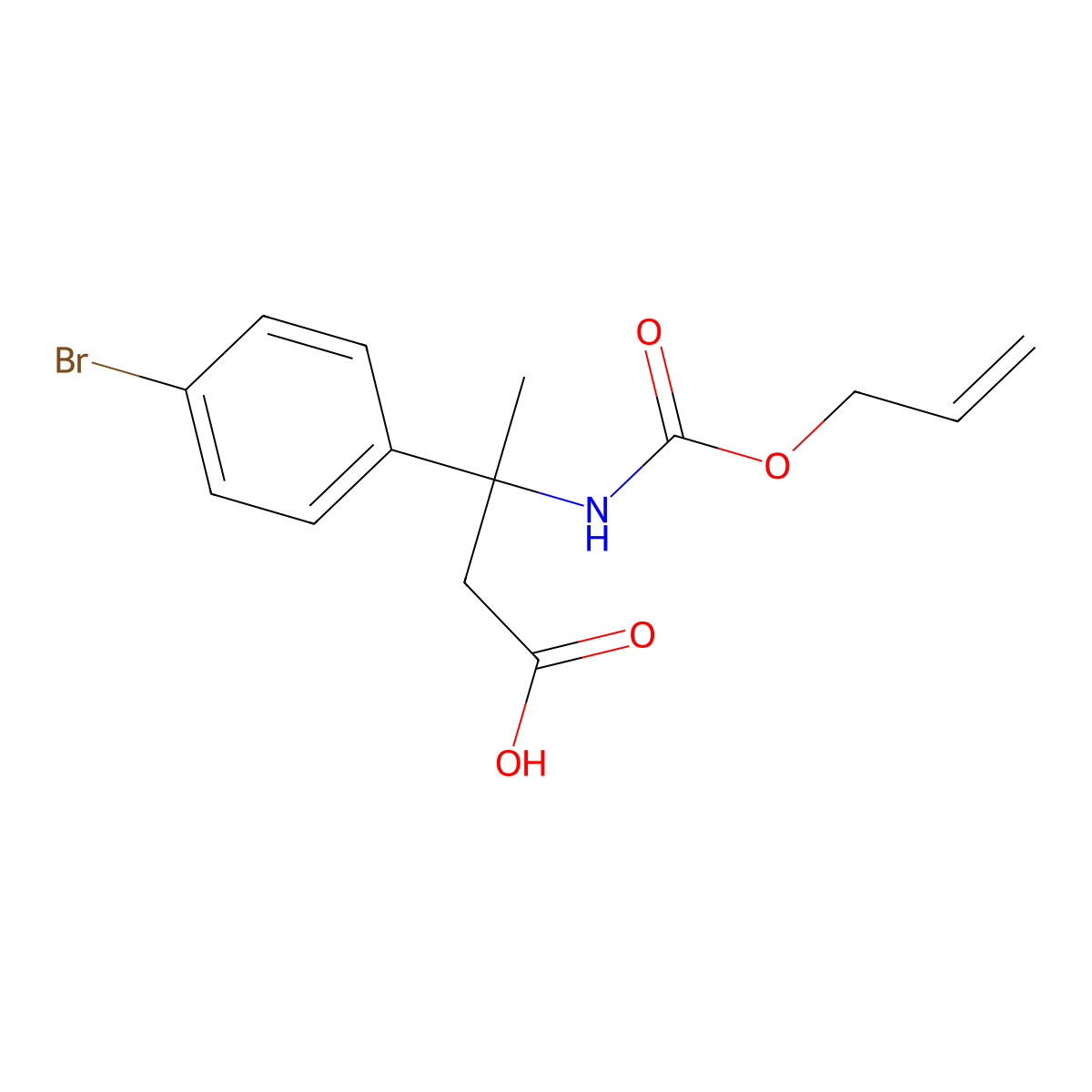 3-(4-Bromophenyl)-3-{[(prop-2-en-1-yloxy)carbonyl]amino}butanoic acid molecular structure, CAS 2680706-98-1