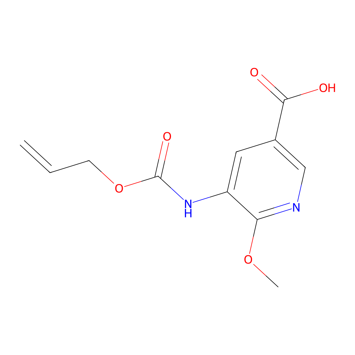 6-Methoxy-5-{[(prop-2-en-1-yloxy)carbonyl]amino}pyridine-3-carboxylic acid molecular structure, CAS 2680707-05-3