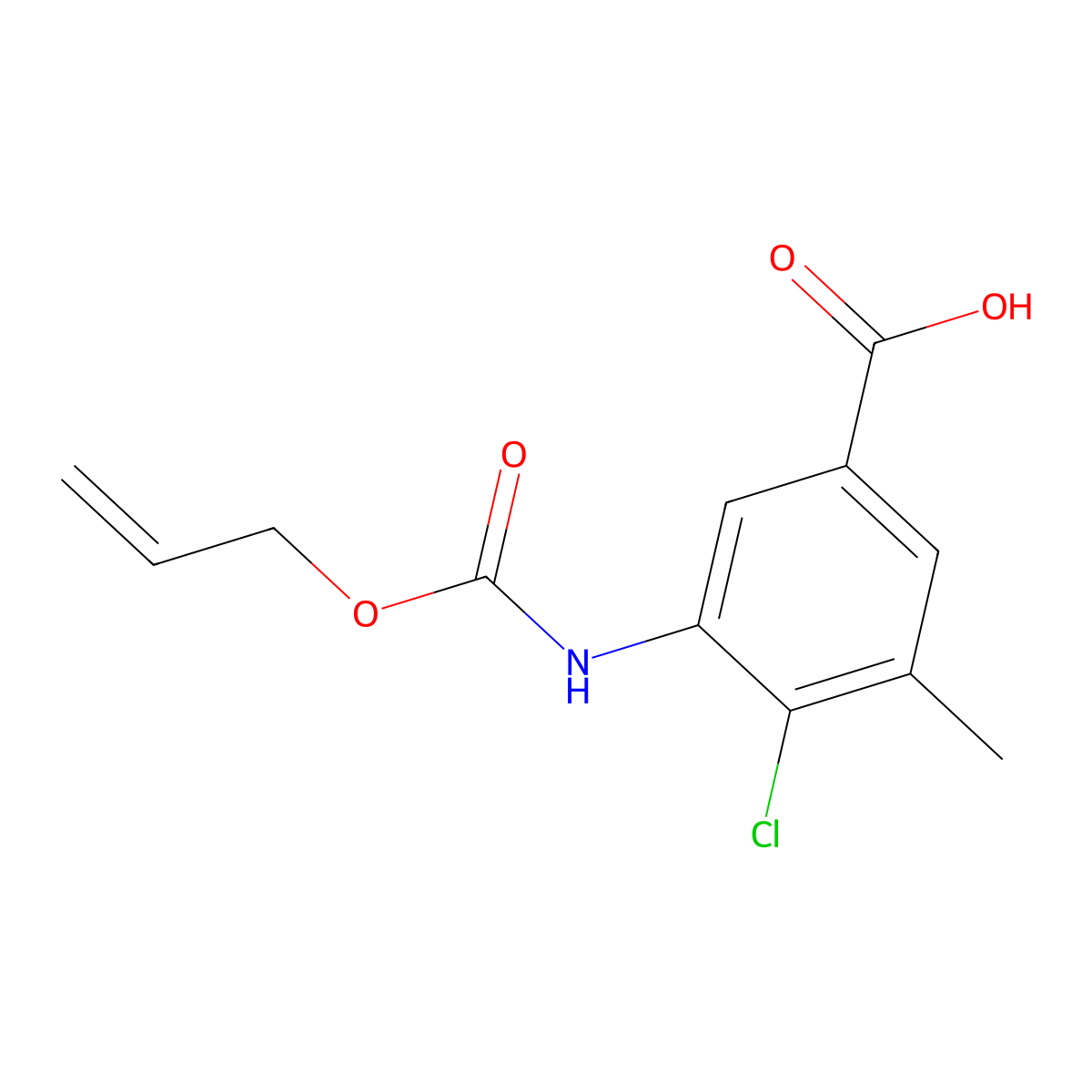 4-Chloro-3-methyl-5-{[(prop-2-en-1-yloxy)carbonyl]amino}benzoic acid molecular structure, CAS 2680707-06-4