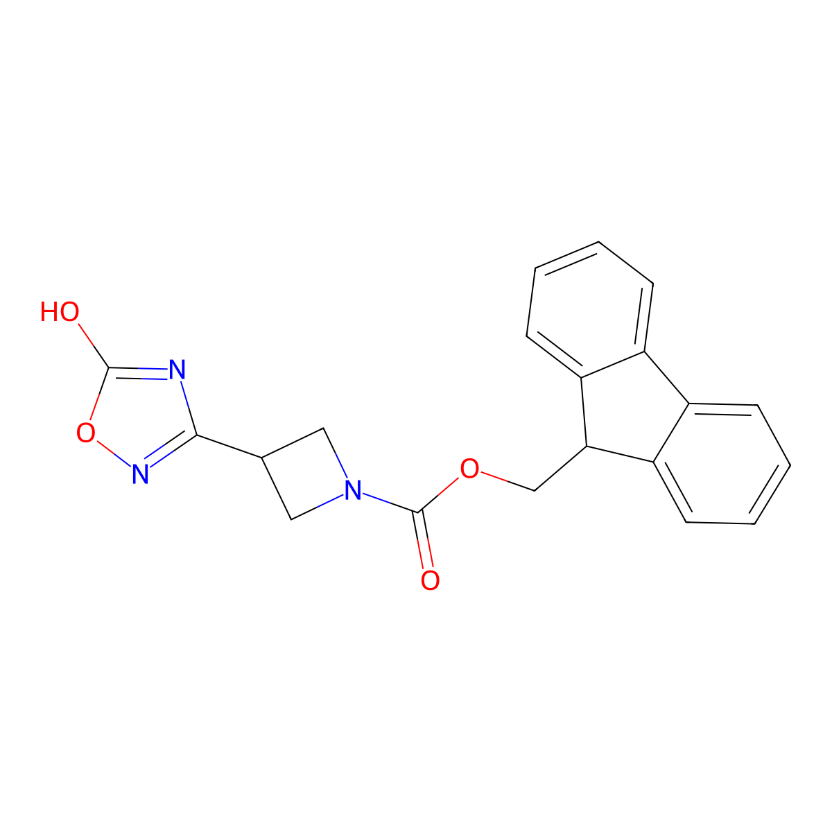 (9H-fluoren-9-yl)methyl 3-(5-hydroxy-1,2,4-oxadiazol-3-yl)azetidine-1-carboxylate molecular structure, CAS 2680707-07-5