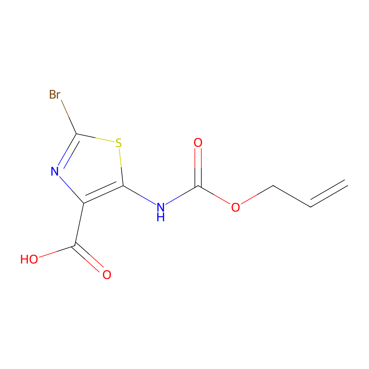 2-Bromo-5-{[(prop-2-en-1-yloxy)carbonyl]amino}-1,3-thiazole-4-carboxylic acid molecular structure, CAS 2680707-13-3