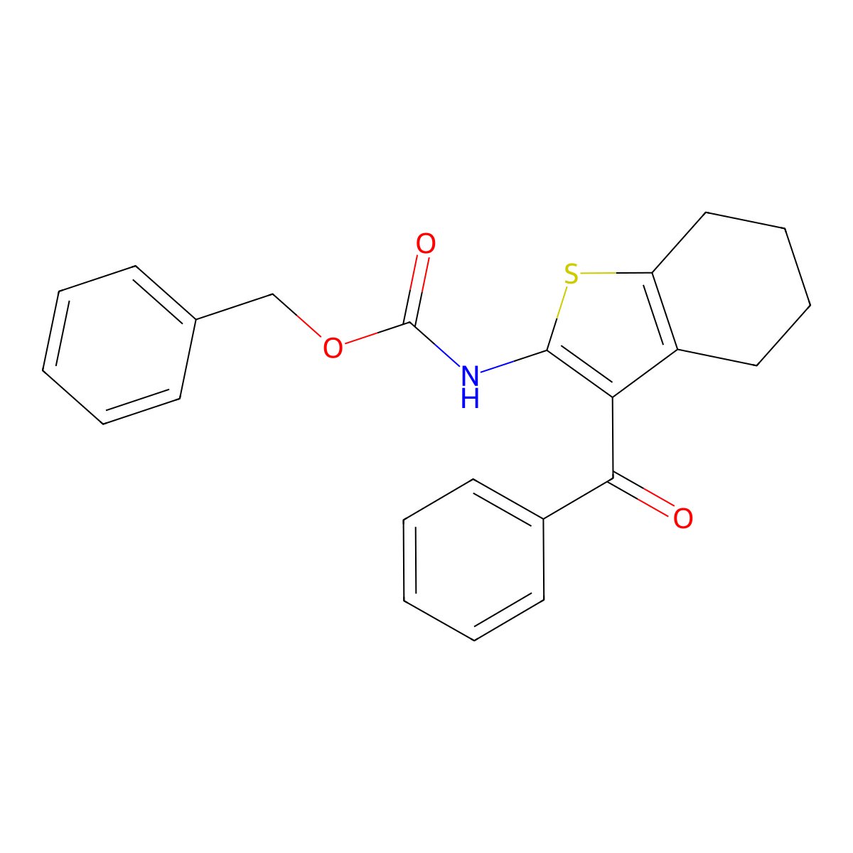 benzyl N-(3-benzoyl-4,5,6,7-tetrahydro-1-benzothiophen-2-yl)carbamate molecular structure, CAS 2680707-17-7