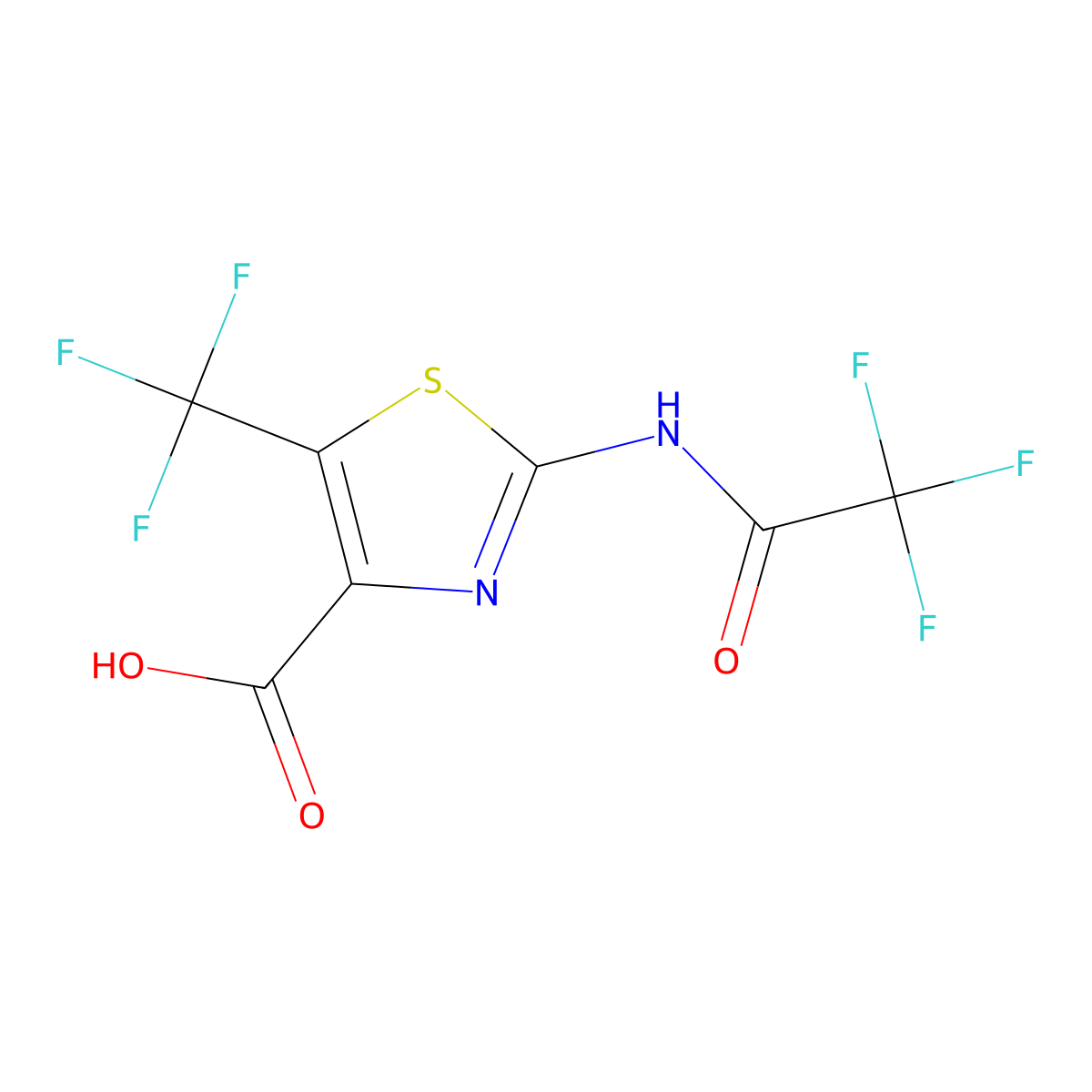 2-(2,2,2-Trifluoroacetamido)-5-(trifluoromethyl)-1,3-thiazole-4-carboxylic acid molecular structure, CAS 2680707-18-8