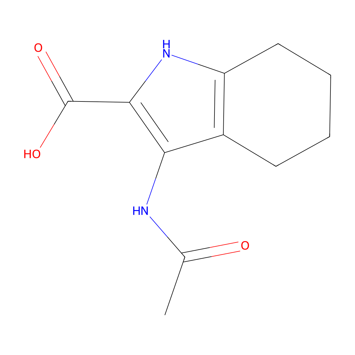 3-acetamido-4,5,6,7-tetrahydro-1H-indole-2-carboxylic acid molecular structure, CAS 2680707-20-2