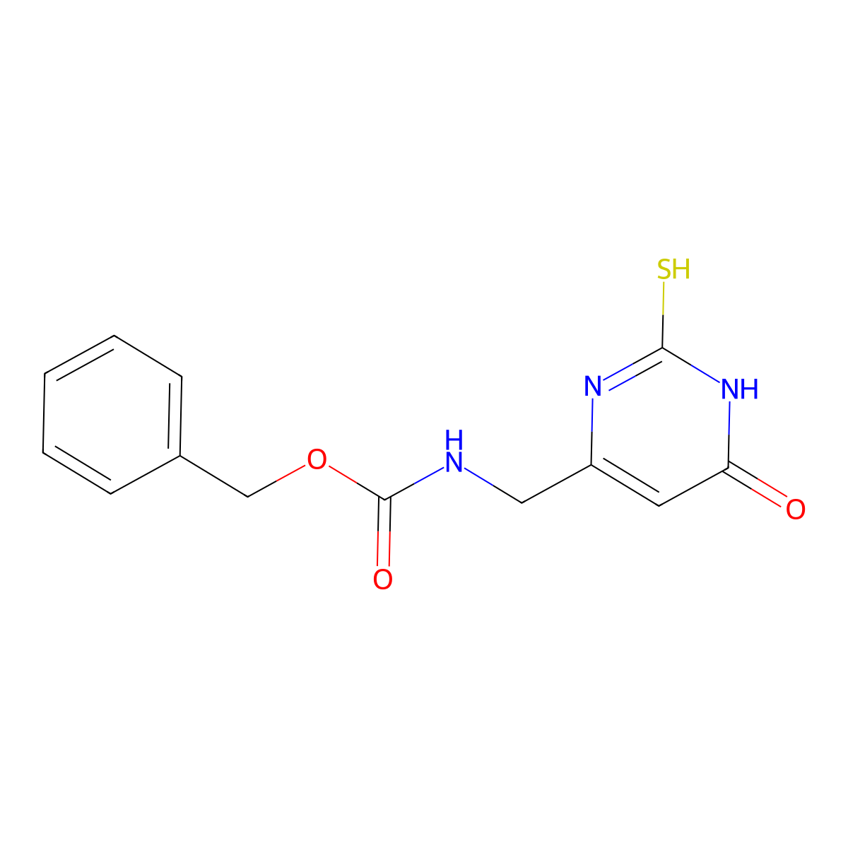 benzyl N-[(6-oxo-2-sulfanyl-1,6-dihydropyrimidin-4-yl)methyl]carbamate molecular structure, CAS 2680707-29-1