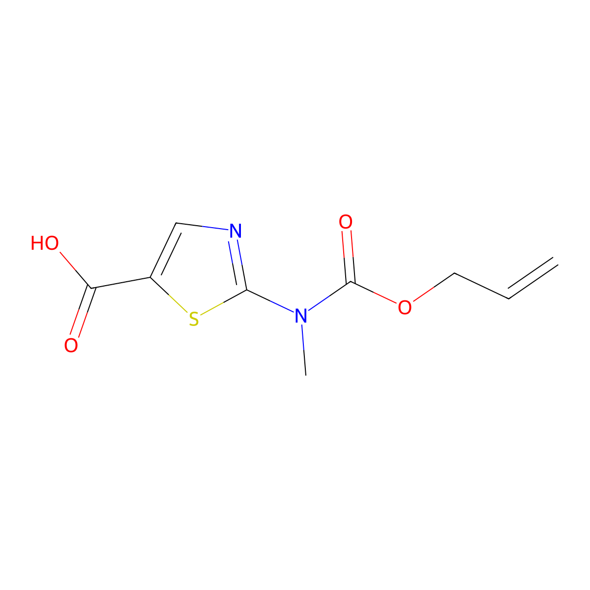 2-{Methyl[(prop-2-en-1-yloxy)carbonyl]amino}-1,3-thiazole-5-carboxylic acid molecular structure, CAS 2680707-38-2