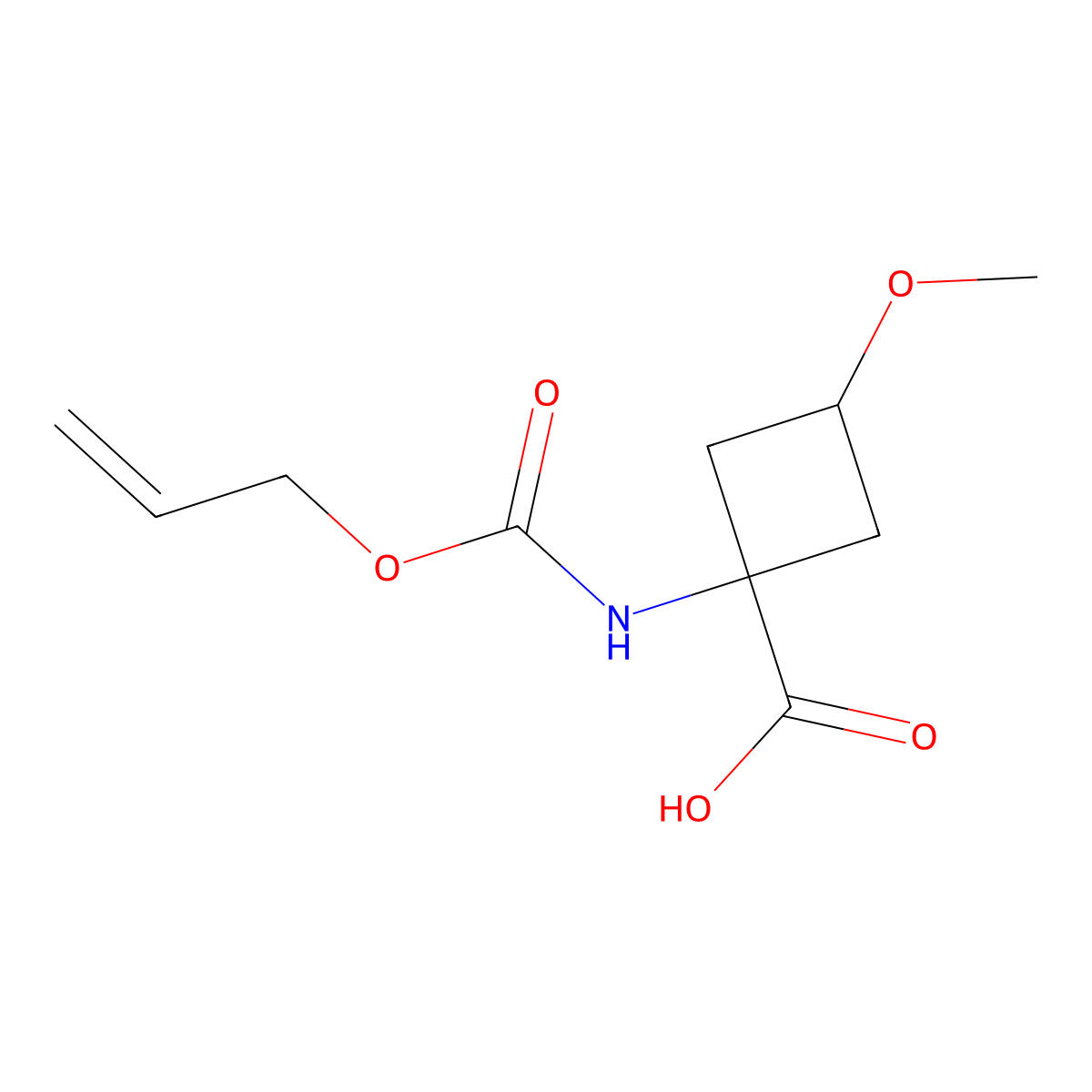 3-Methoxy-1-{[(prop-2-en-1-yloxy)carbonyl]amino}cyclobutane-1-carboxylic acid molecular structure, CAS 2680707-50-8