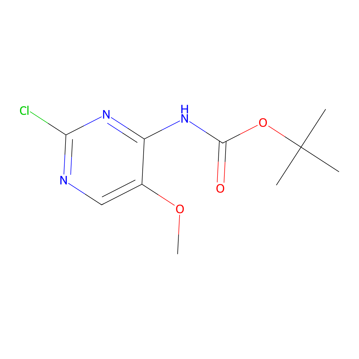 tert-butyl N-(2-chloro-5-methoxypyrimidin-4-yl)carbamate molecular structure, CAS 2680707-53-1