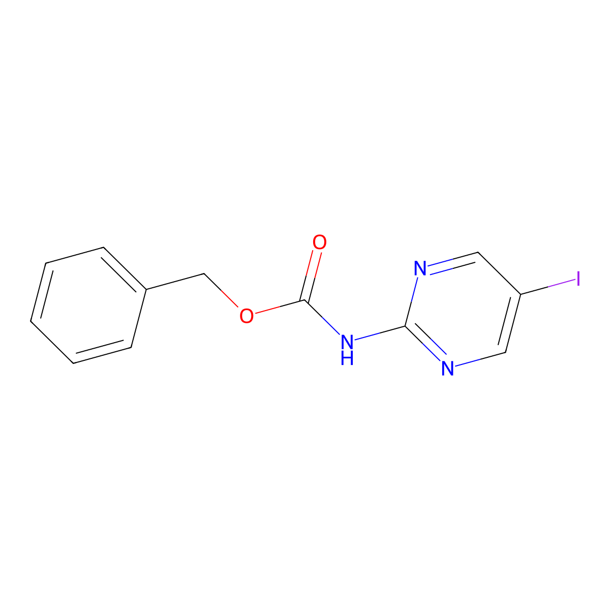 benzyl N-(5-iodopyrimidin-2-yl)carbamate molecular structure, CAS 2680707-59-7