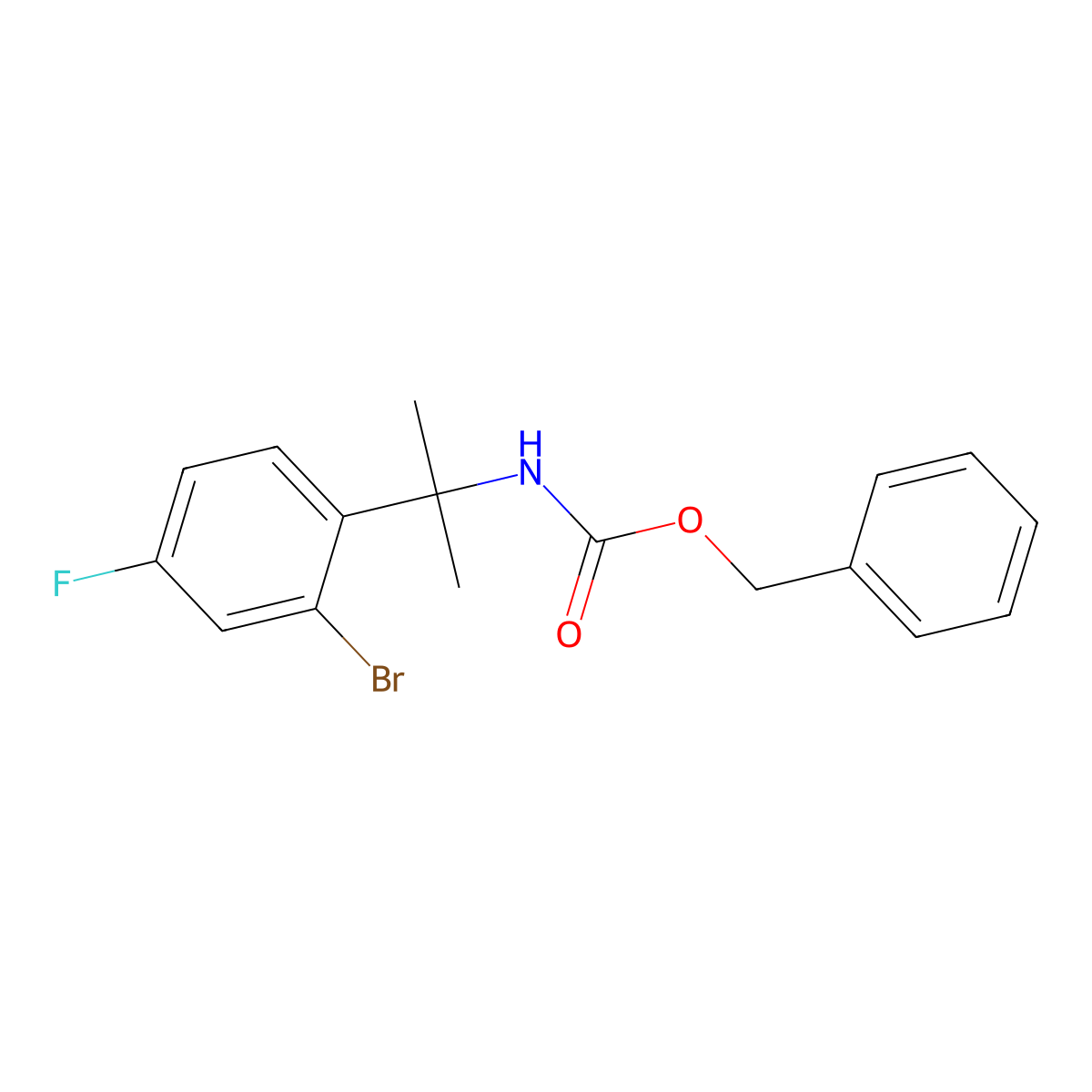 benzyl N-[2-(2-bromo-4-fluorophenyl)propan-2-yl]carbamate molecular structure, CAS 2680707-62-2