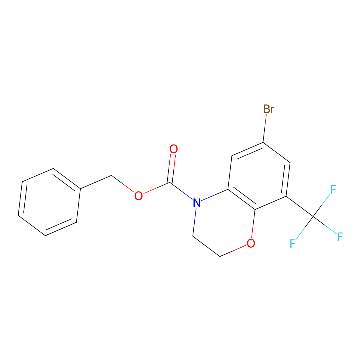 benzyl 6-bromo-8-(trifluoromethyl)-3,4-dihydro-2H-1,4-benzoxazine-4-carboxylate molecular structure, CAS 2680707-70-2