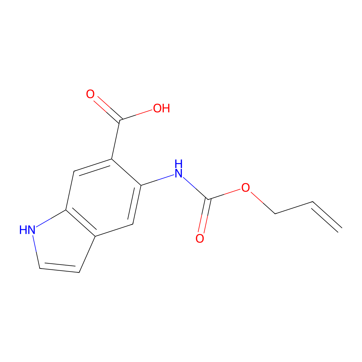 5-{[(prop-2-en-1-yloxy)carbonyl]amino}-1H-indole-6-carboxylic acid molecular structure, CAS 2680707-71-3