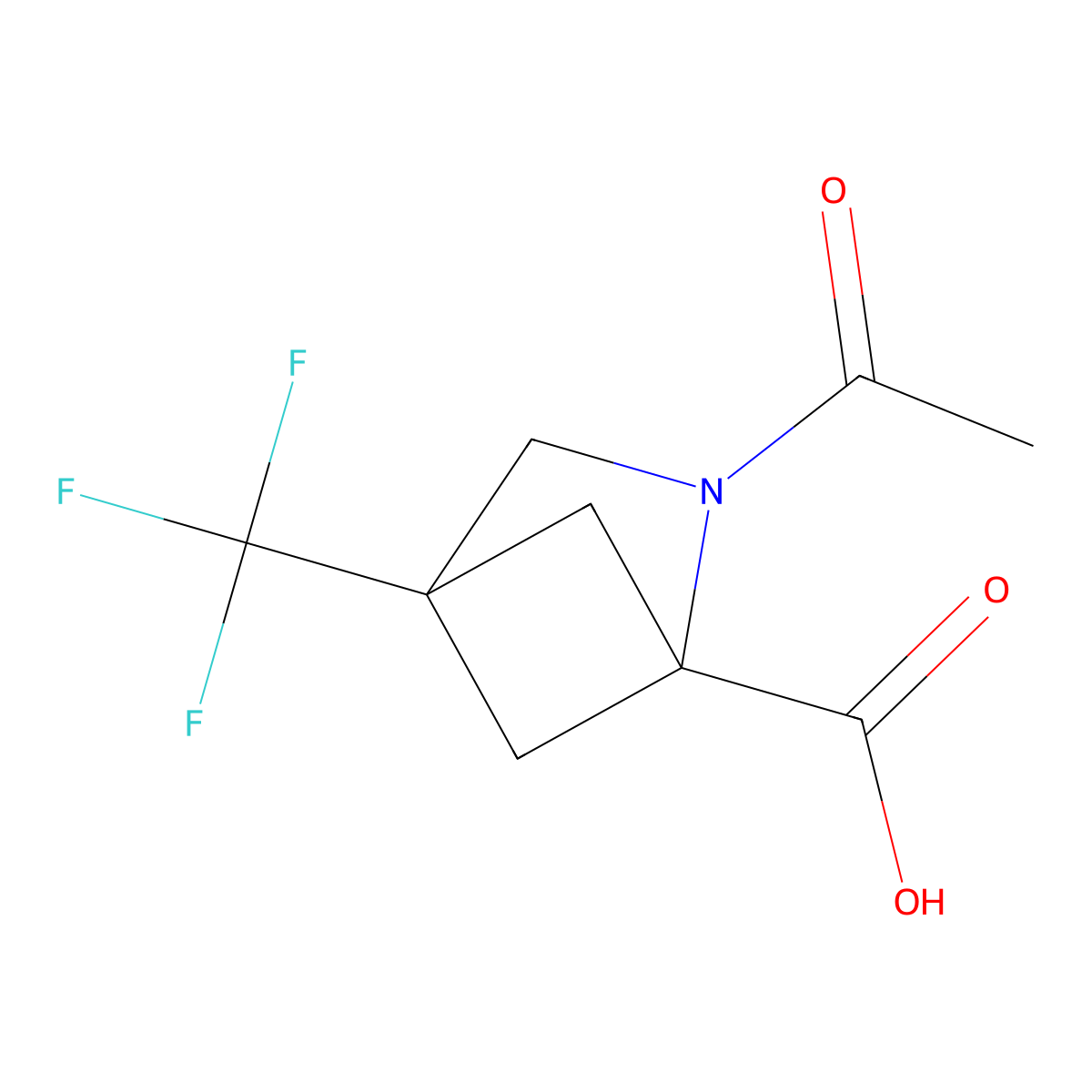 2-Acetyl-4-(trifluoromethyl)-2-azabicyclo[2.1.1]hexane-1-carboxylic acid molecular structure, CAS 2680707-77-9