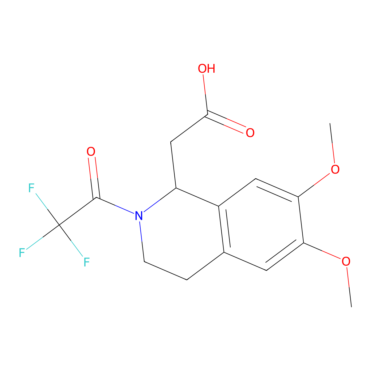 2-[6,7-Dimethoxy-2-(2,2,2-trifluoroacetyl)-1,2,3,4-tetrahydroisoquinolin-1-yl]acetic acid molecular structure, CAS 2680707-87-1