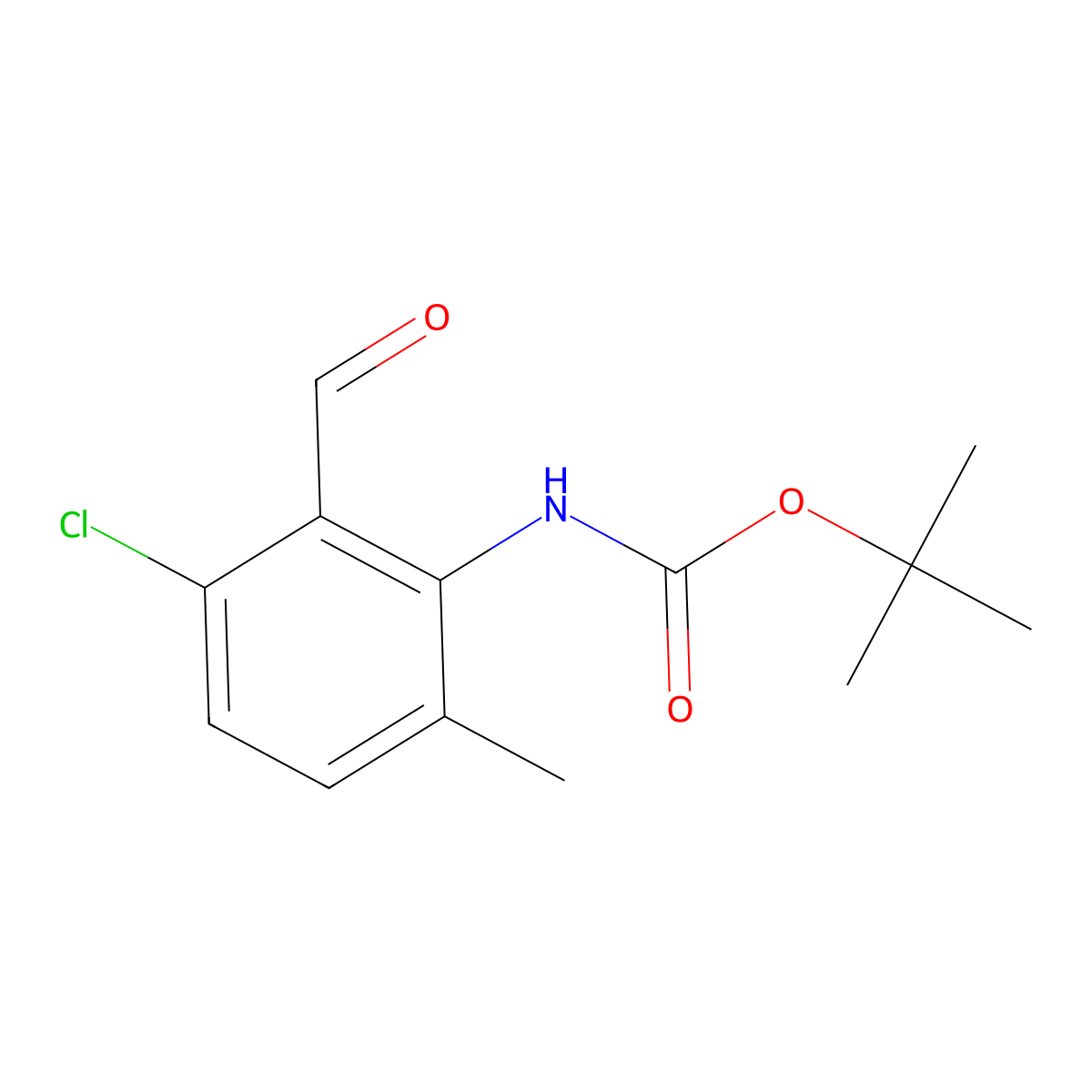 tert-butyl N-(3-chloro-2-formyl-6-methylphenyl)carbamate molecular structure, CAS 2680707-89-3