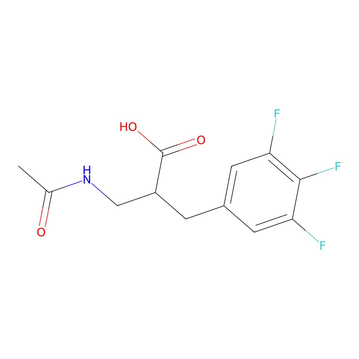 3-Acetamido-2-[(3,4,5-trifluorophenyl)methyl]propanoic acid molecular structure, CAS 2680707-96-2