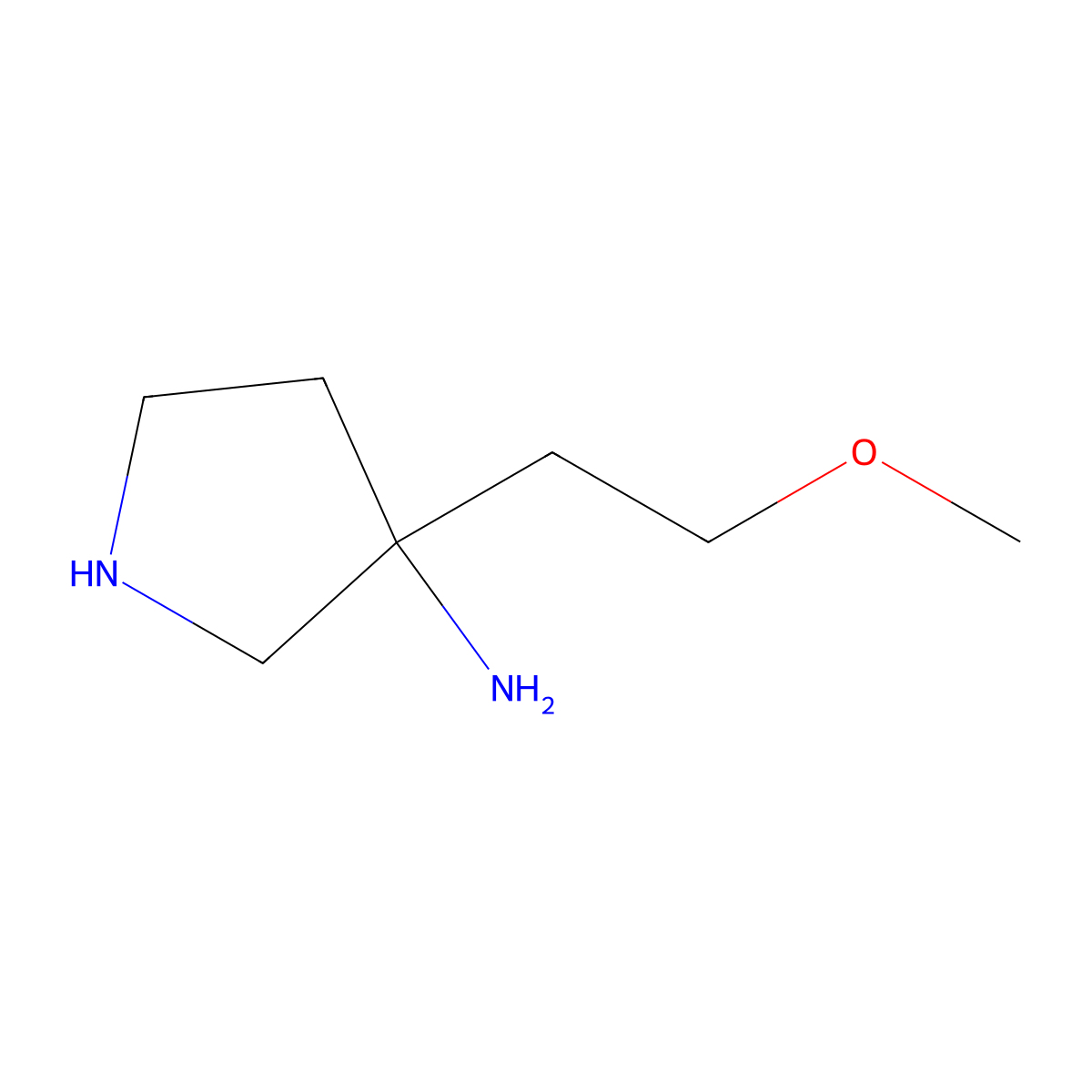 3-(2-Methoxyethyl)pyrrolidin-3-amine molecular structure, CAS 2680707-98-4