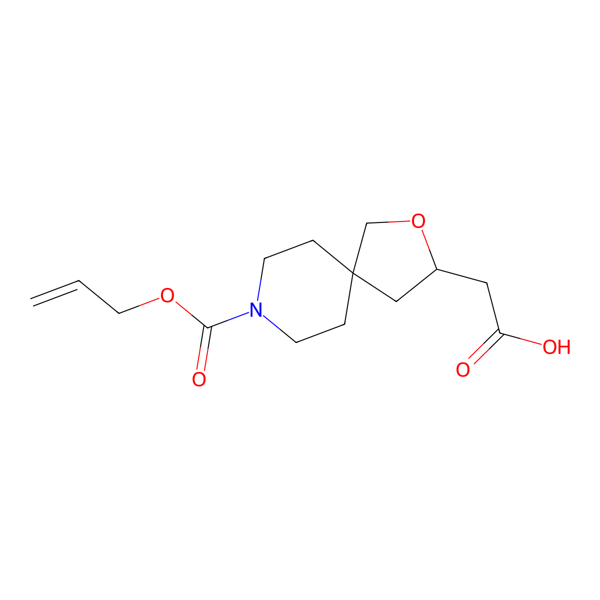 2-{8-[(Prop-2-en-1-yloxy)carbonyl]-2-oxa-8-azaspiro[4.5]decan-3-yl}acetic acid molecular structure, CAS 2680708-04-5
