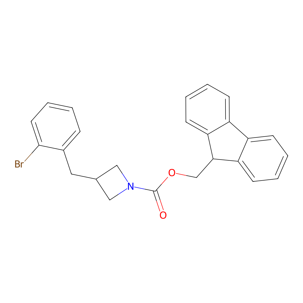 (9H-fluoren-9-yl)methyl 3-[(2-bromophenyl)methyl]azetidine-1-carboxylate molecular structure, CAS 2680708-08-9