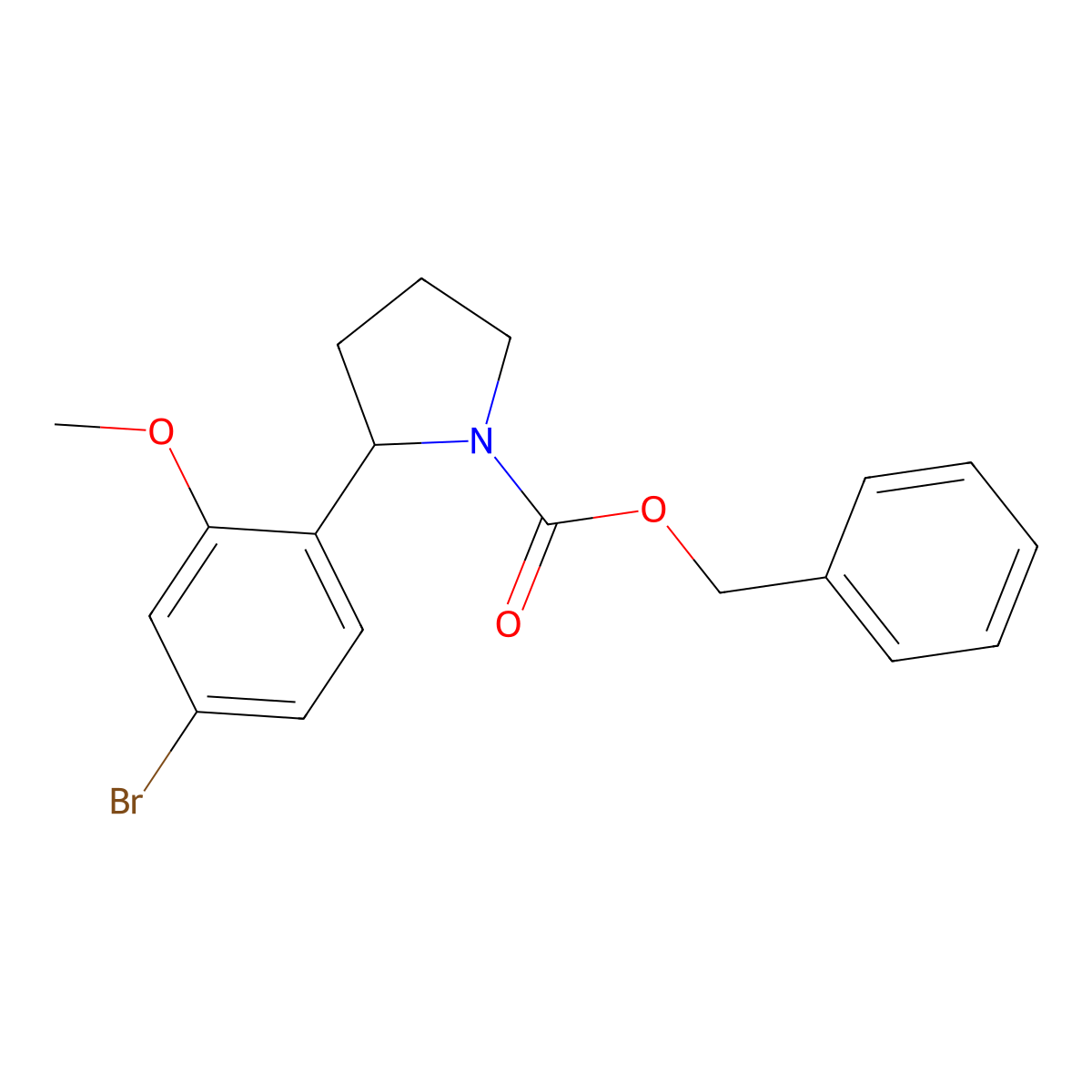 Benzyl 2-(4-bromo-2-methoxyphenyl)pyrrolidine-1-carboxylate molecular structure, CAS 2680708-09-0