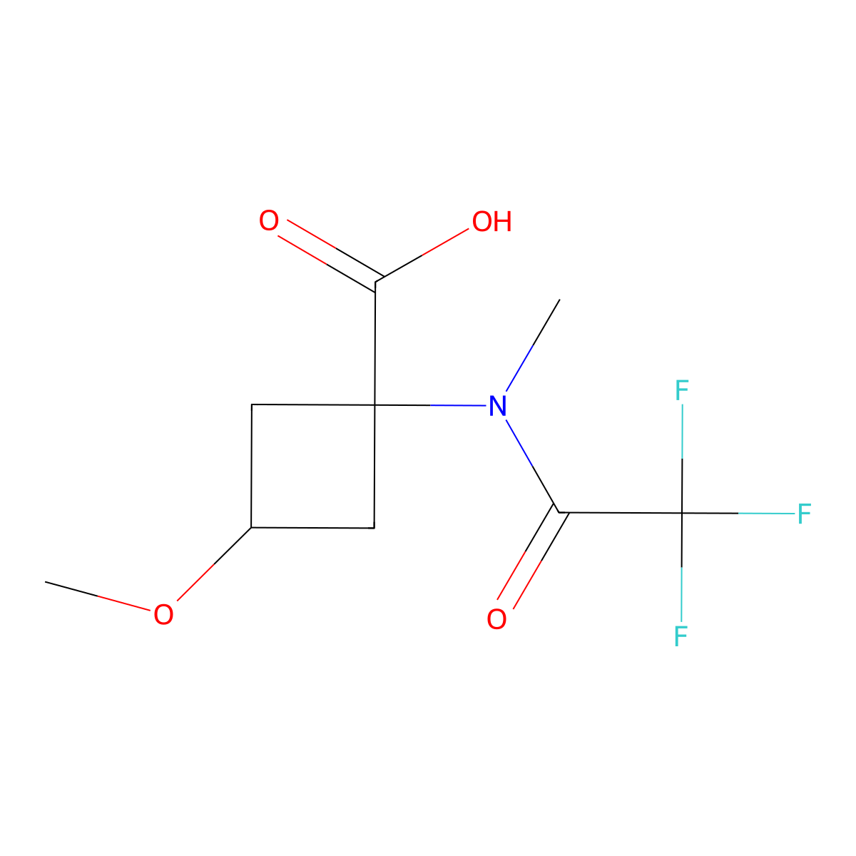 3-methoxy-1-(2,2,2-trifluoro-N-methylacetamido)cyclobutane-1-carboxylic acid molecular structure, CAS 2680708-15-8