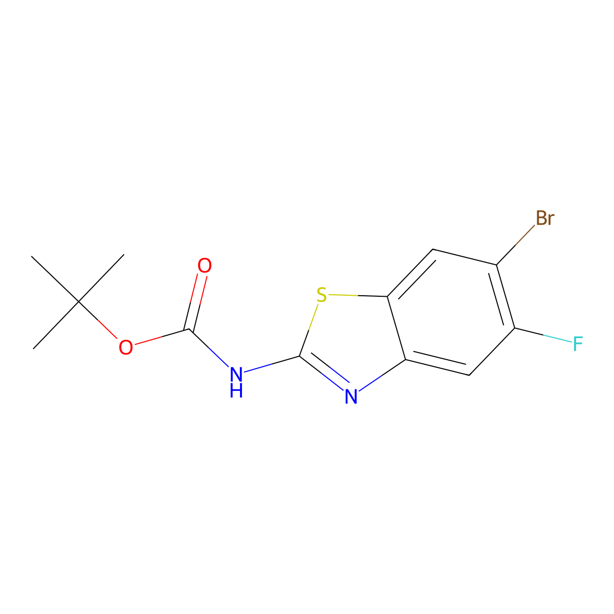 tert-butyl N-(6-bromo-5-fluoro-1,3-benzothiazol-2-yl)carbamate molecular structure, CAS 2680708-18-1