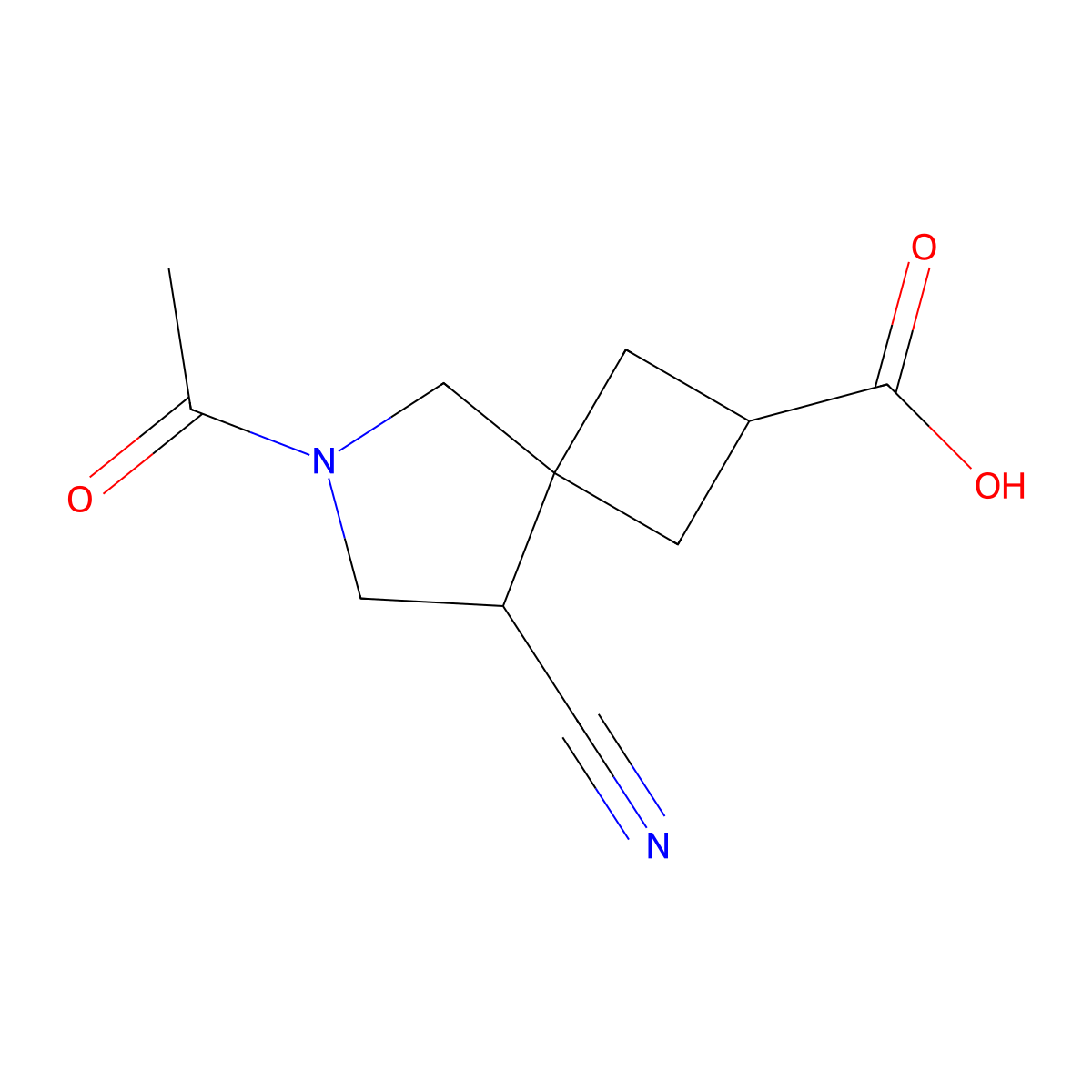 6-Acetyl-8-cyano-6-azaspiro[3.4]octane-2-carboxylic acid molecular structure, CAS 2680708-19-2
