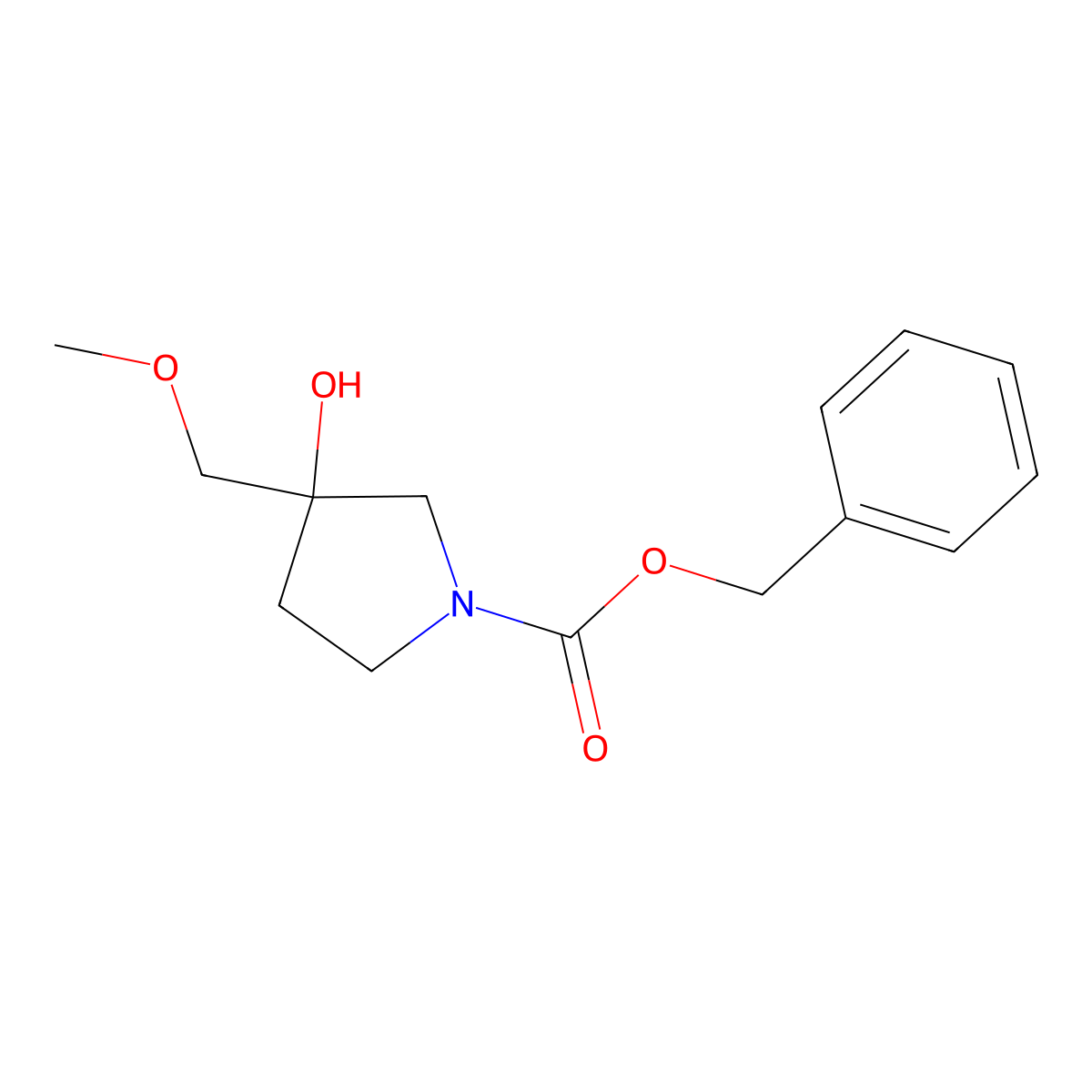 Benzyl 3-hydroxy-3-(methoxymethyl)pyrrolidine-1-carboxylate molecular structure, CAS 2680708-22-7