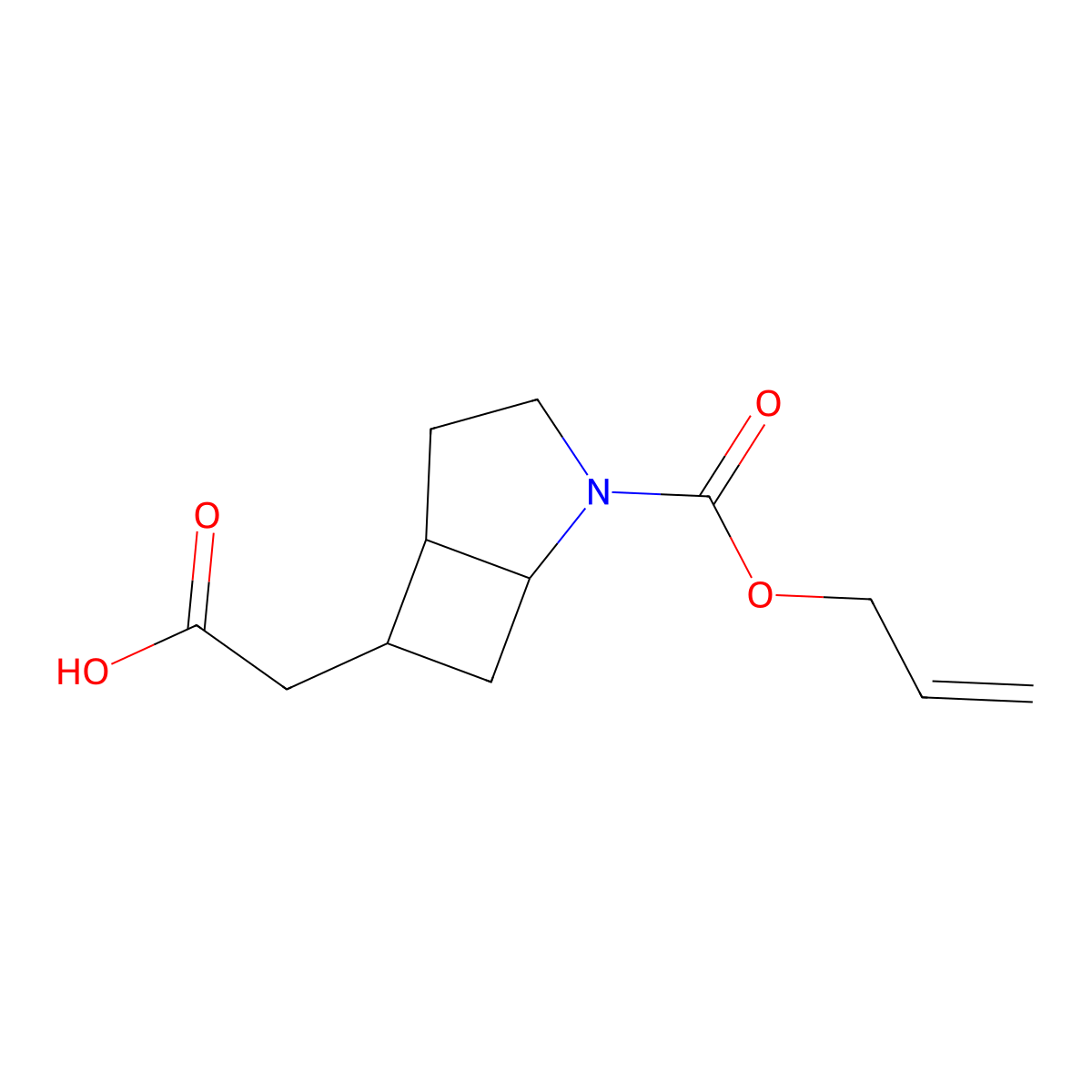 2-{2-[(Prop-2-en-1-yloxy)carbonyl]-2-azabicyclo[3.2.0]heptan-6-yl}acetic acid molecular structure, CAS 2680708-26-1
