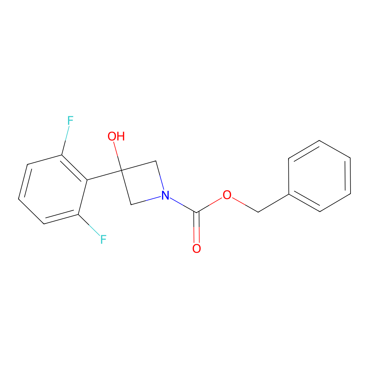 Benzyl 3-(2,6-difluorophenyl)-3-hydroxyazetidine-1-carboxylate molecular structure, CAS 2680708-30-7