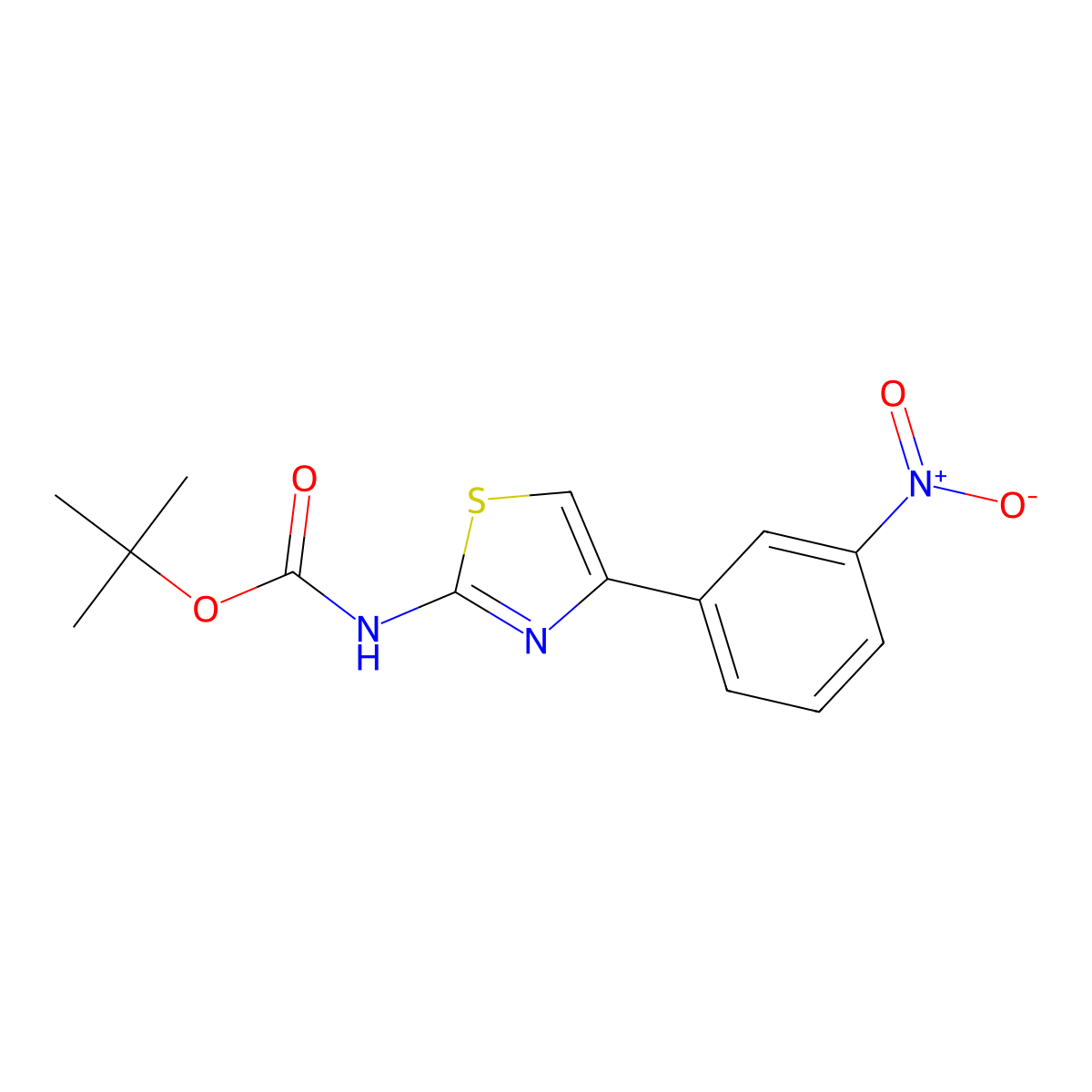 tert-butyl N-[4-(3-nitrophenyl)-1,3-thiazol-2-yl]carbamate molecular structure, CAS 2680708-40-9