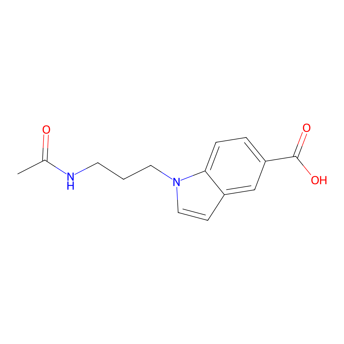 1-(3-acetamidopropyl)-1H-indole-5-carboxylic acid molecular structure, CAS 2680708-46-5