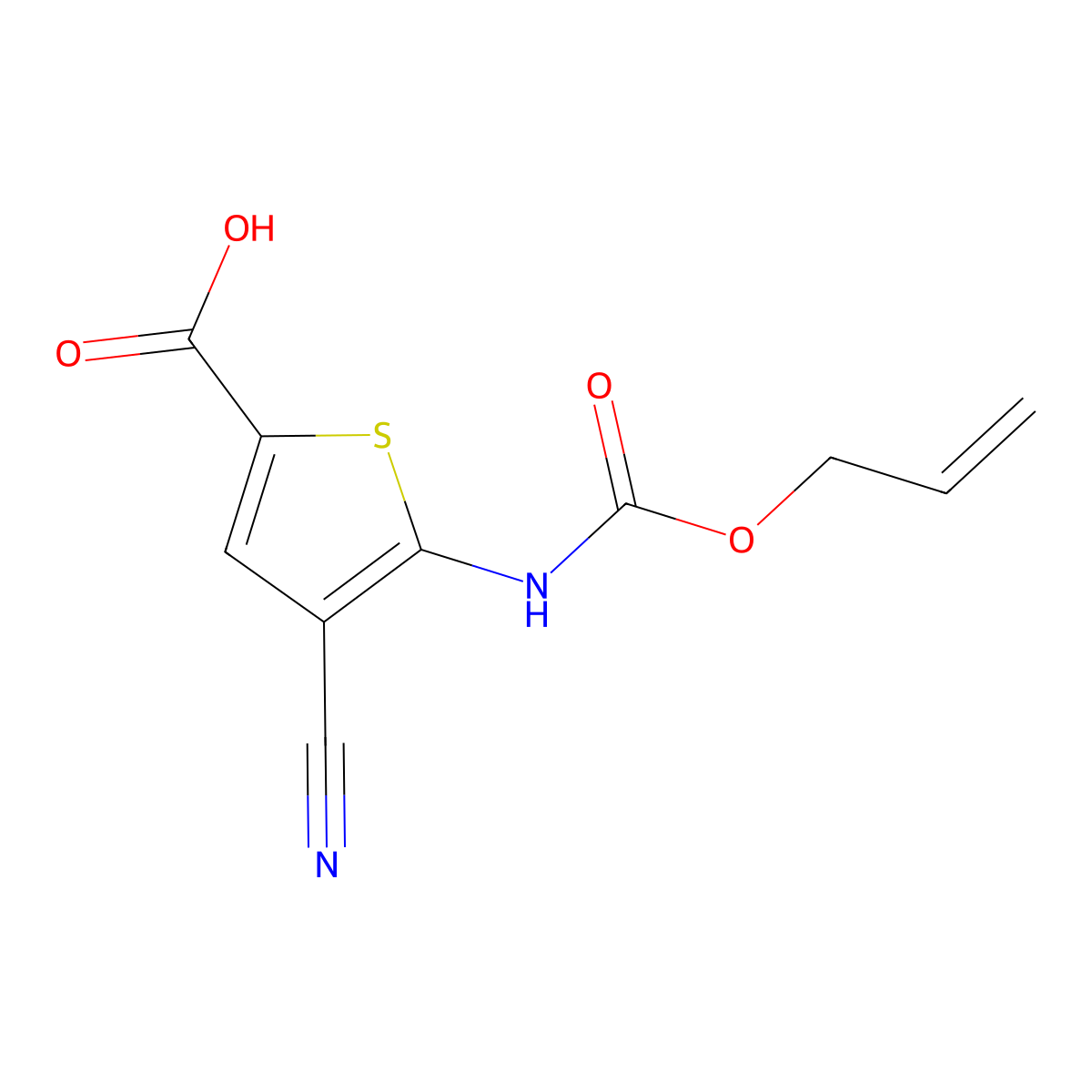 4-Cyano-5-{[(prop-2-en-1-yloxy)carbonyl]amino}thiophene-2-carboxylic acid molecular structure, CAS 2680708-48-7