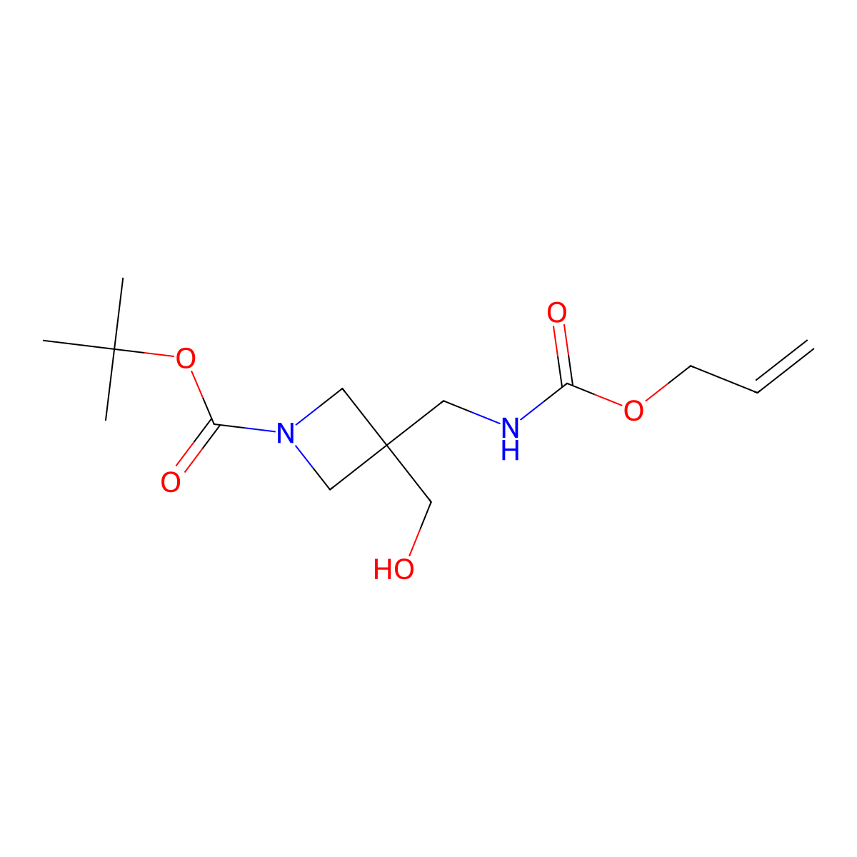 Tert-butyl 3-(hydroxymethyl)-3-({[(prop-2-en-1-yloxy)carbonyl]amino}methyl)azetidine-1-carboxylate molecular structure, CAS 2680708-49-8