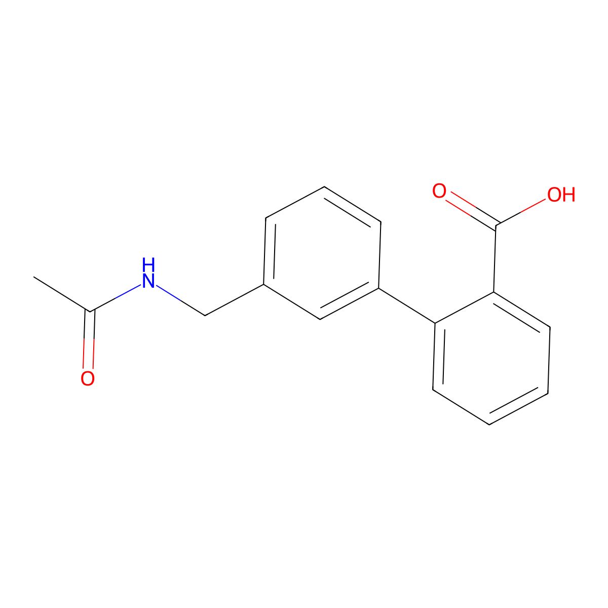 3'-(Acetamidomethyl)-[1,1'-biphenyl]-2-carboxylic acid molecular structure, CAS 2680708-67-0